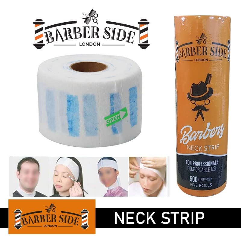 ican Barber Side London Neck Strip Rolls - 5 Rolls Pack | Disposable Barber Neck Strips for Haircuts & Shaves | Salon & Home Grooming Essential