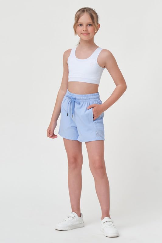 Girls Athletic Shorts with Spandex Liner - Quick Dry Running & Fitness Shorts for Kids & Teens - Perfect for Track, Soccer, Basketball & Gym Workouts