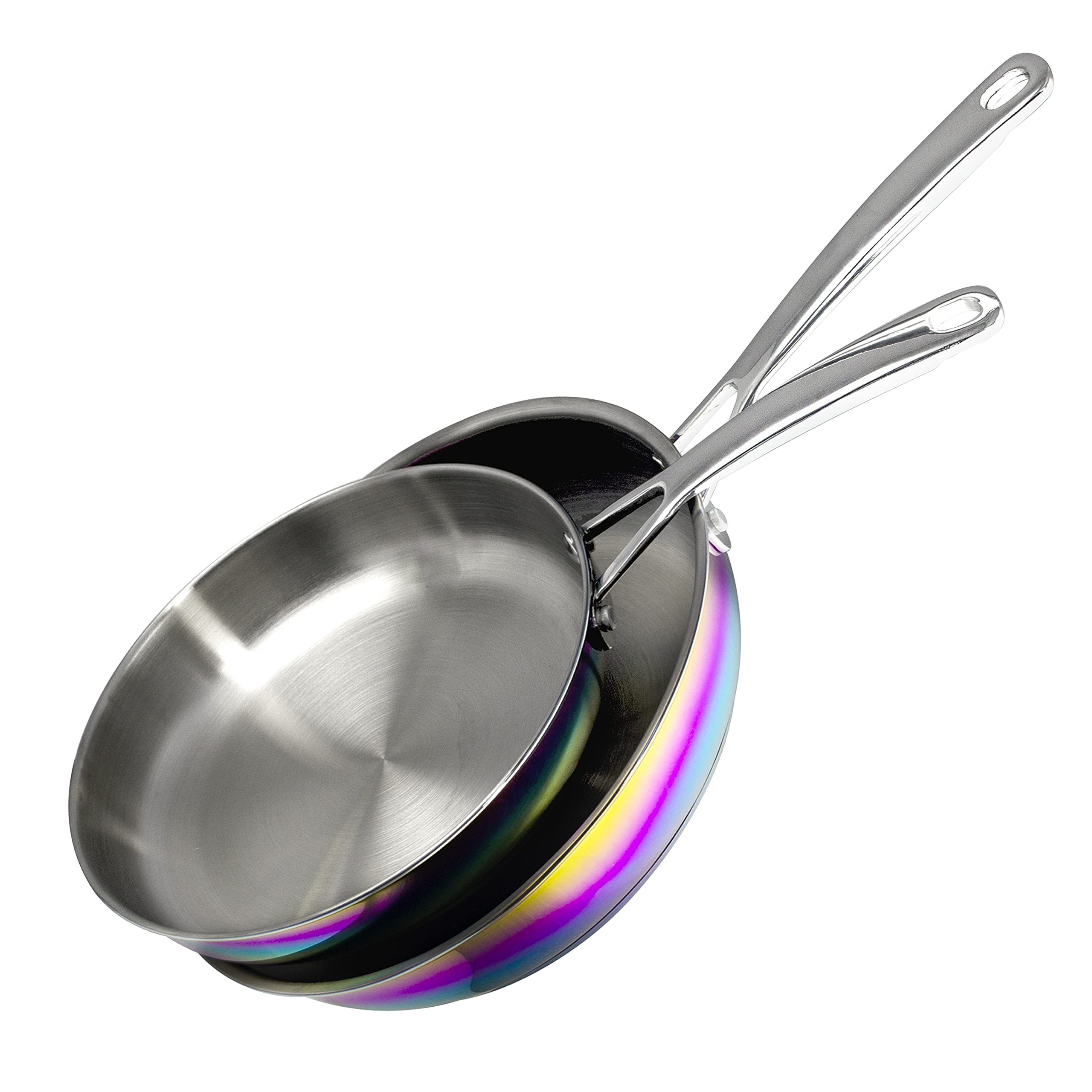 Rainbow Cookware Set - 10-Piece Stainless Steel & Titanium Pots and Pans Set - Nonstick, Induction Compatible, Oven-Safe - Durable Kitchen Cookware for Home Chefs - Perfect for Frying, Boiling, Baking & Everyday Cooking