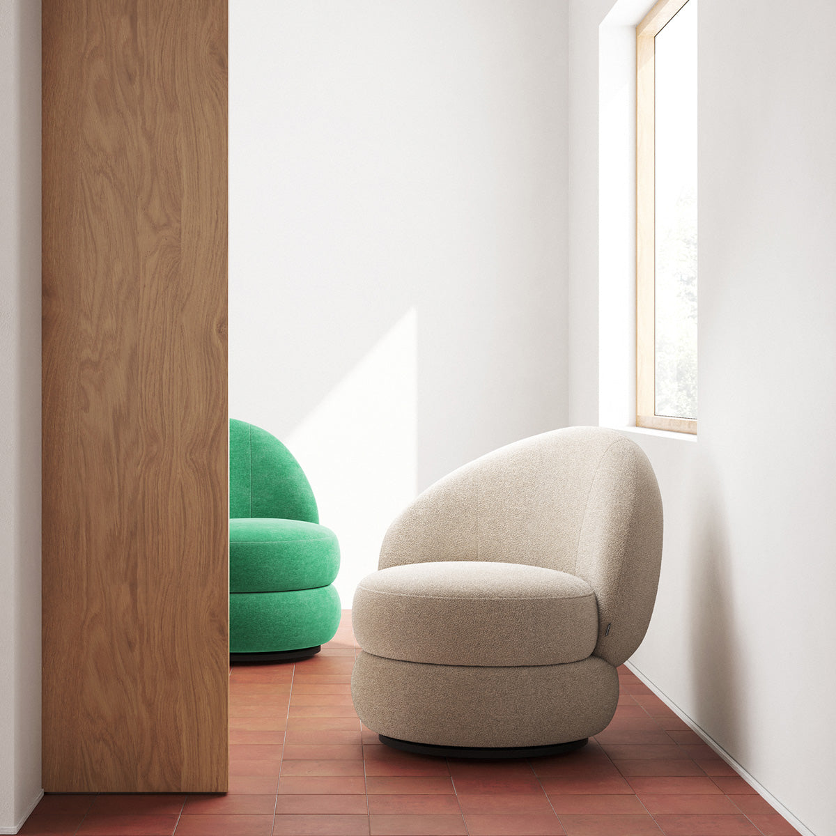 Alma Fabric Swivel Armchair - Modern Upholstered Lounge Chair with 360° Rotation, Comfortable Living Room Accent Chair for Home Office, Reading Nook, or Bedroom Relaxation