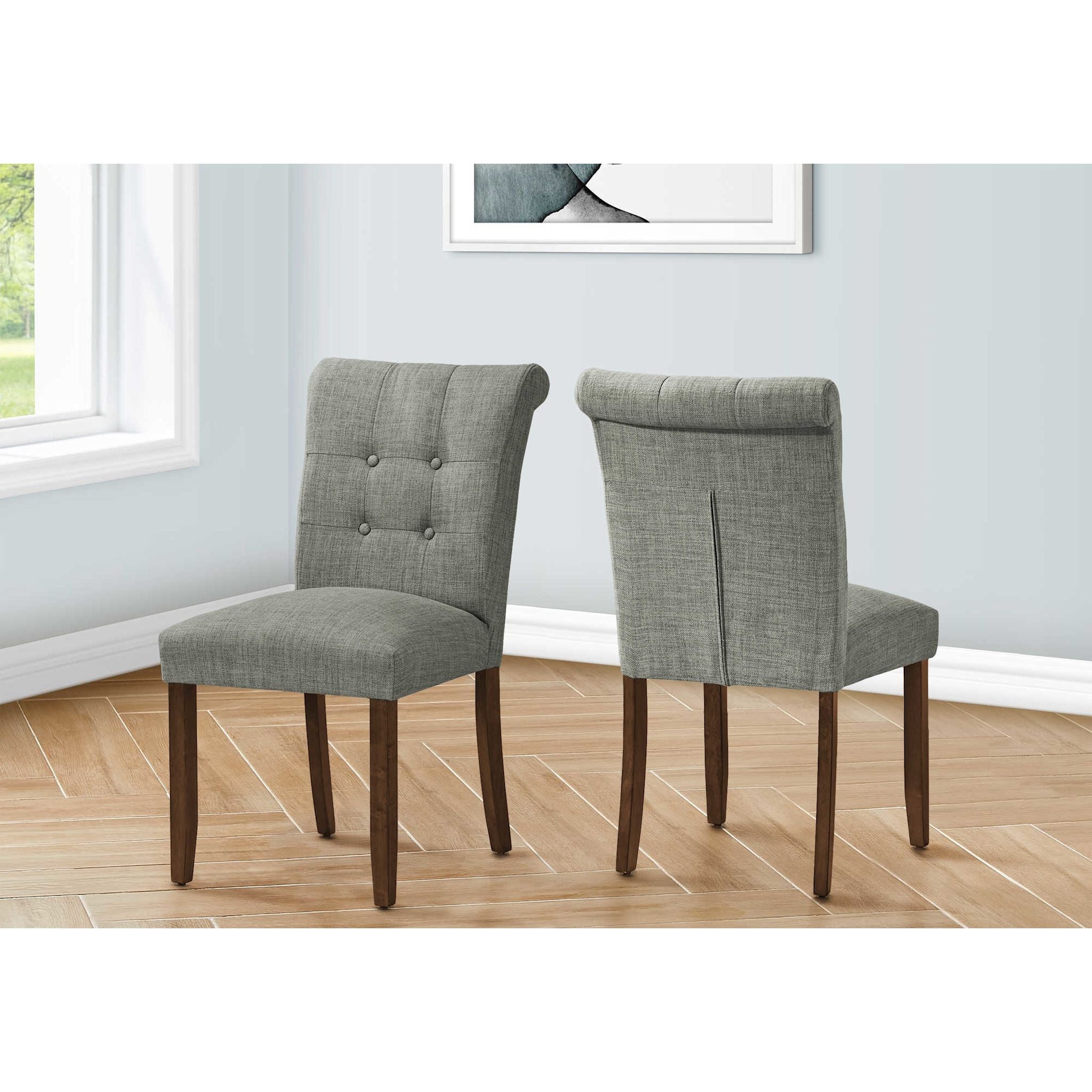 Modern Asher Dining Chairs Set of 2 - Mid Century Wooden Kitchen Chairs with Upholstered Seat - Perfect for Dining Room, Kitchen, Breakfast Nook & Home Office
