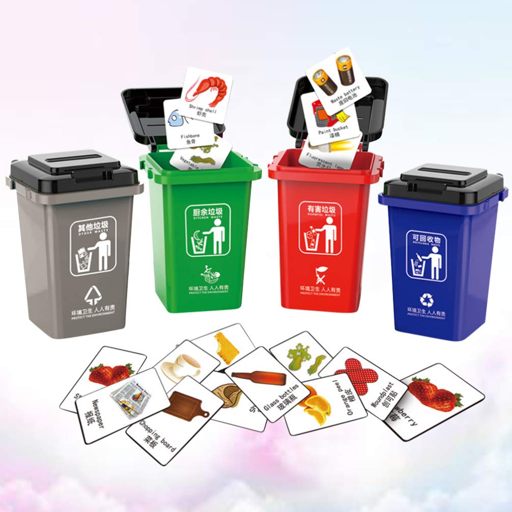 NUOBESTY 1 Set Mini Desktop Wastebasket Toy - Cute Garbage Bin for Kids, Toddlers & Students - Fun Pretend Play Cleaning Set for Home, School & Office Use