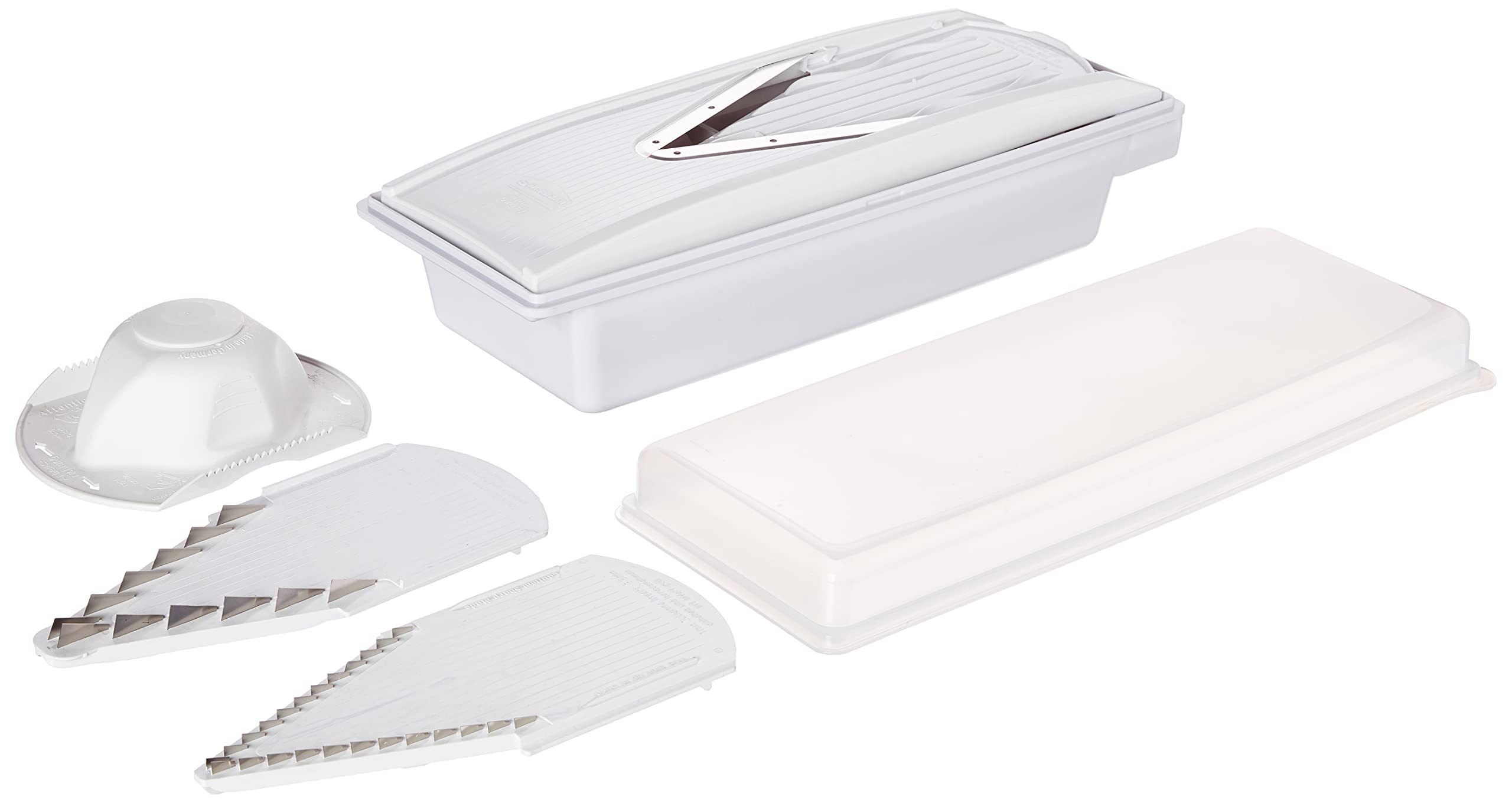 Swissmar V-Prep™ Mandoline Slicer - Professional Kitchen Tool for Julienne, Shred, Cube & Slice Vegetables - Multi-Function Bowl & Safety Holder Included - White - Perfect for Meal Prep, Salad Making & Healthy Cooking