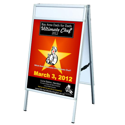 22x28 A Frame Sign Holder with Header - Slide In Design for Restaurants, Retail Stores & Events - Durable Acrylic Menu Board Stand for Indoor & Outdoor Use
