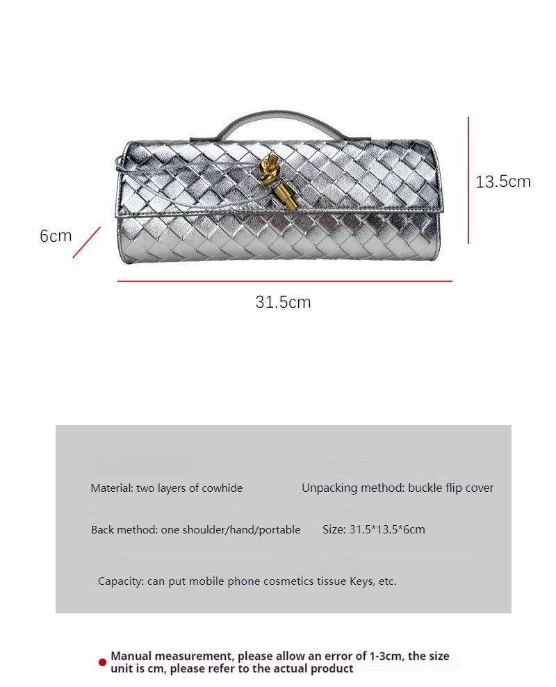 Stylish Leather Clutch Bag - Handwoven Square Evening Purse for Women | Perfect for Dinner Parties, Weddings & Special Occasions | 788440003397