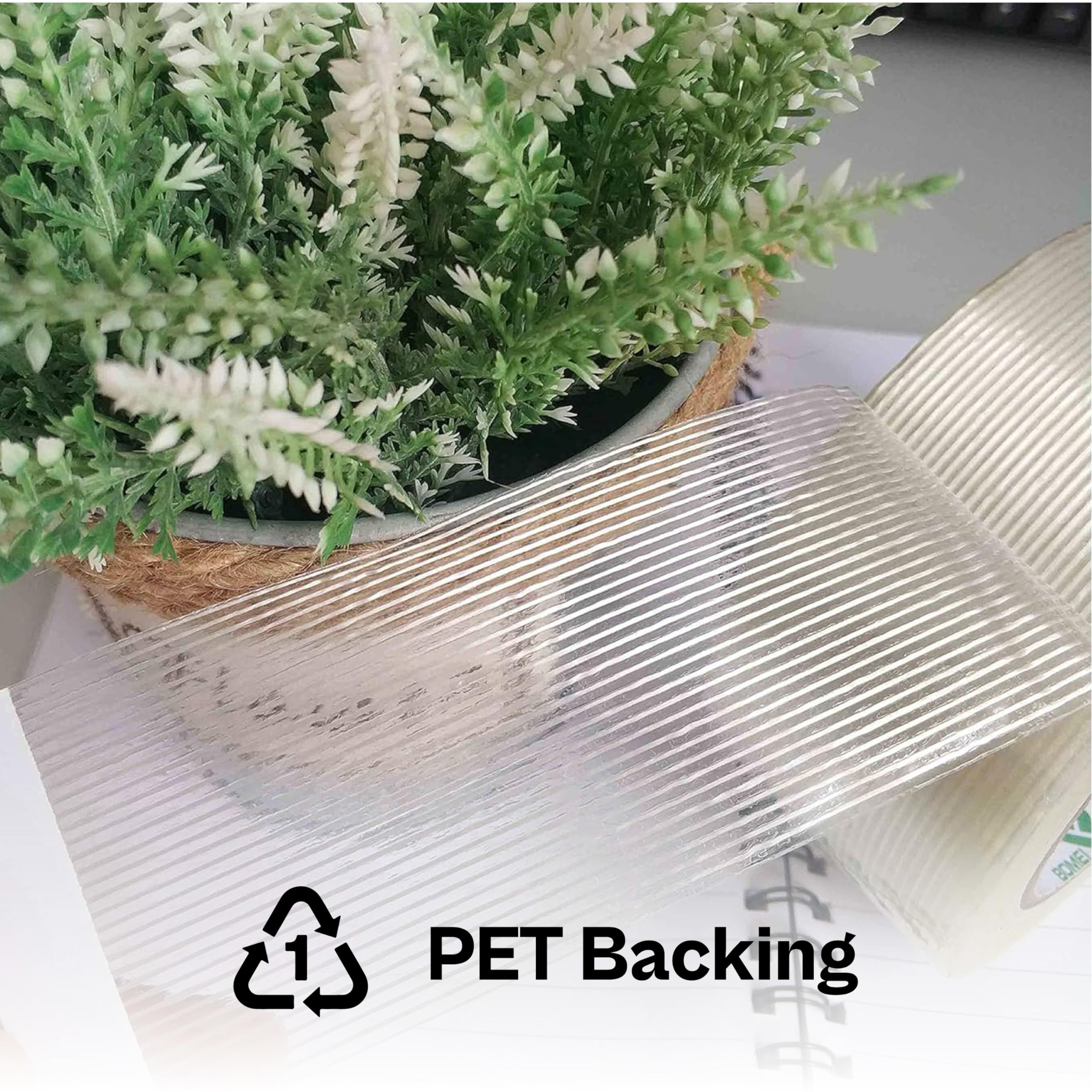 PSBM Filament Reinforced Tape - 3/8 Inch x 60 Yards, 96 Pack Clear Fiberglass Strapping Tape for Shipping, Packaging & DIY Projects | Heavy Duty Adhesive for Box Sealing & Home Repairs