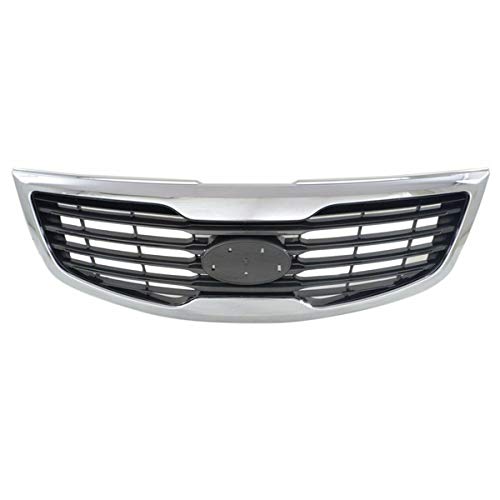Compatible with 2011-2013 Kia Sportage 2.4L Front Grille Assembly - Chrome Shell with Black Insert - Perfect for Car Upgrades & Replacement Parts
