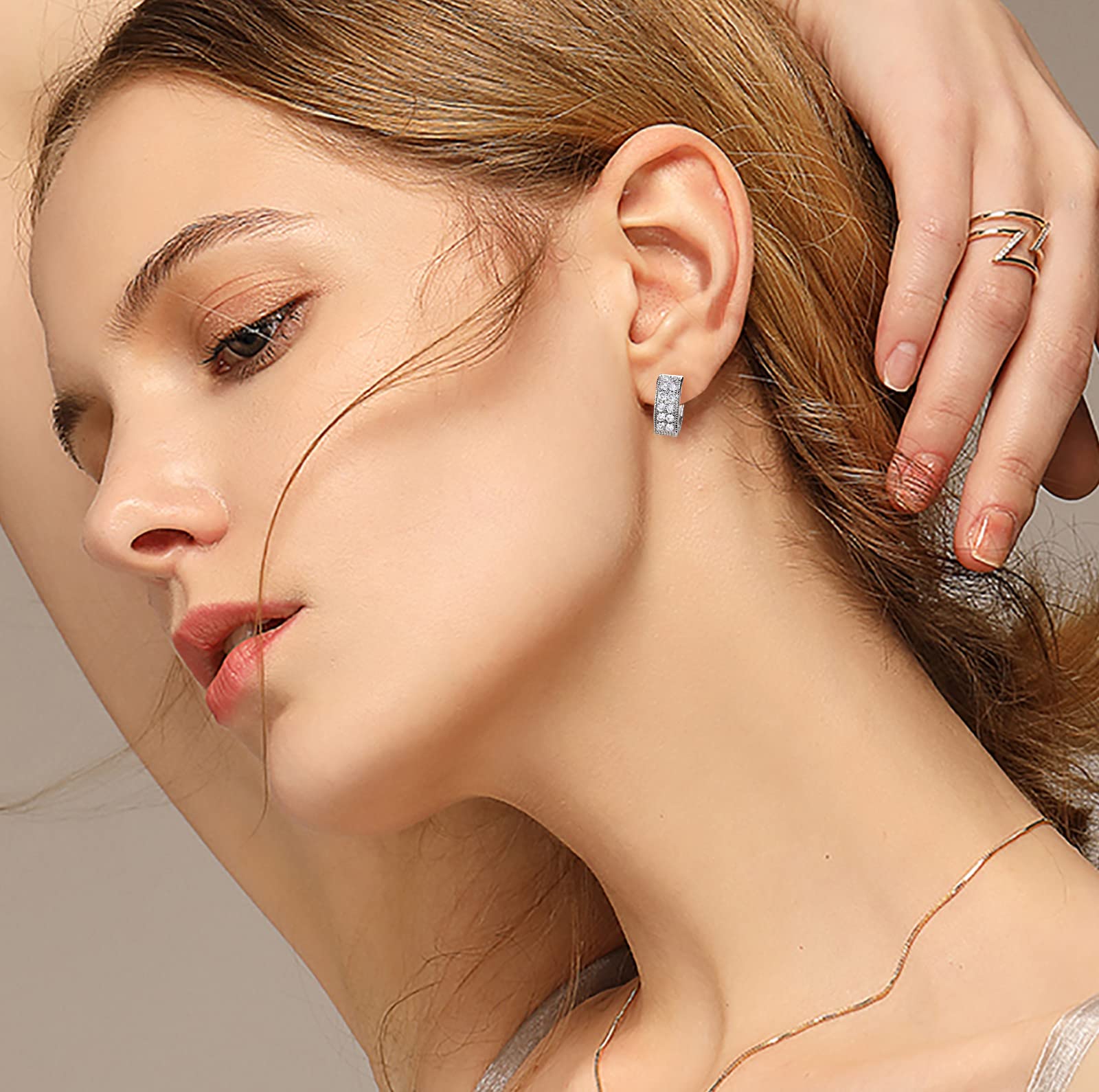 Zirconia Hoop Earrings for Women - S925 Sterling Silver Rhinestone Heart Earrings | Elegant Jewelry for Parties, Weddings & Everyday Wear