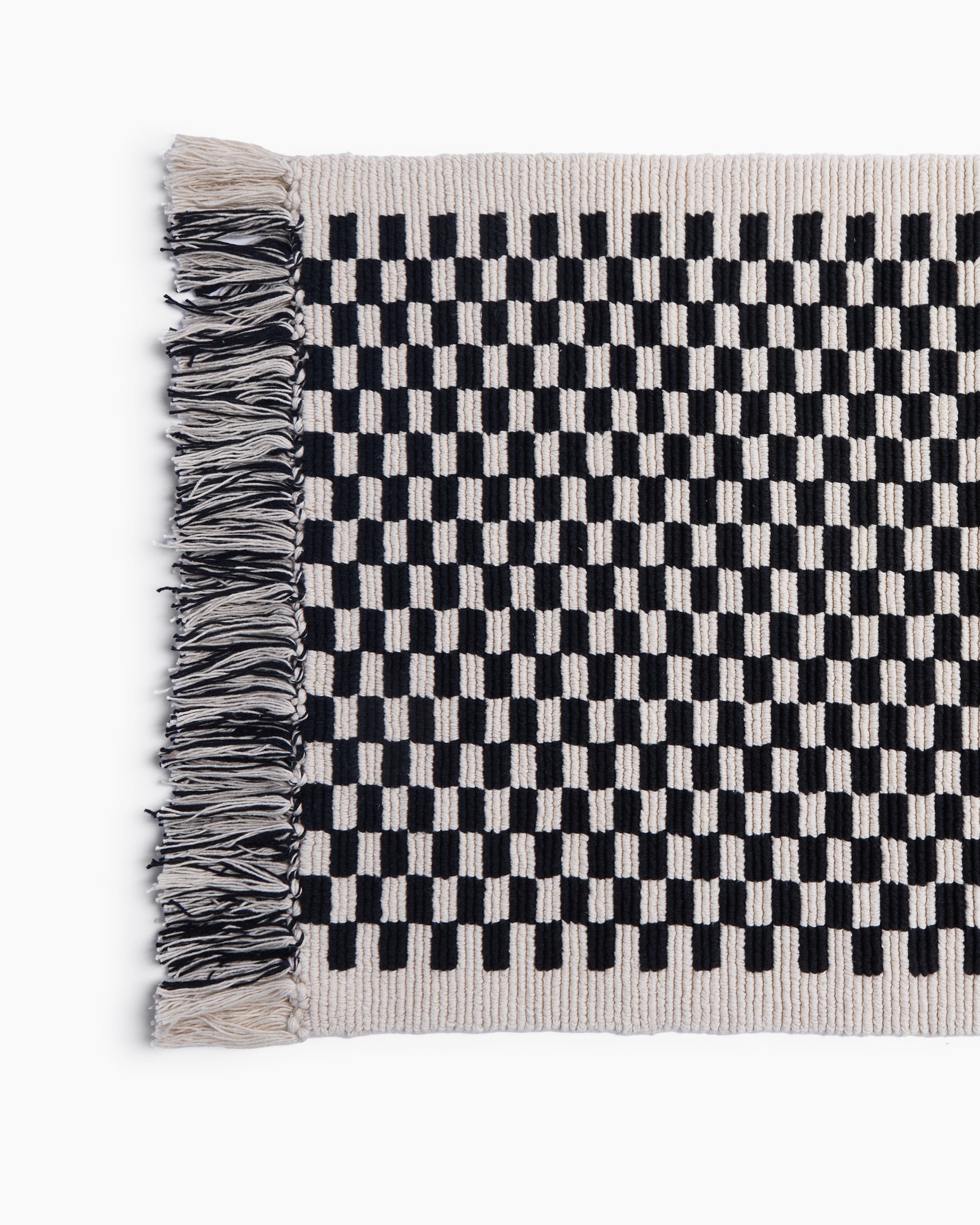Organic Checkered Bath Rug - Natural & Black Non-Slip Bathroom Mat for Shower, Tub, and Vanity Area - Eco-Friendly Cotton Bath Mat for Modern Home Decor