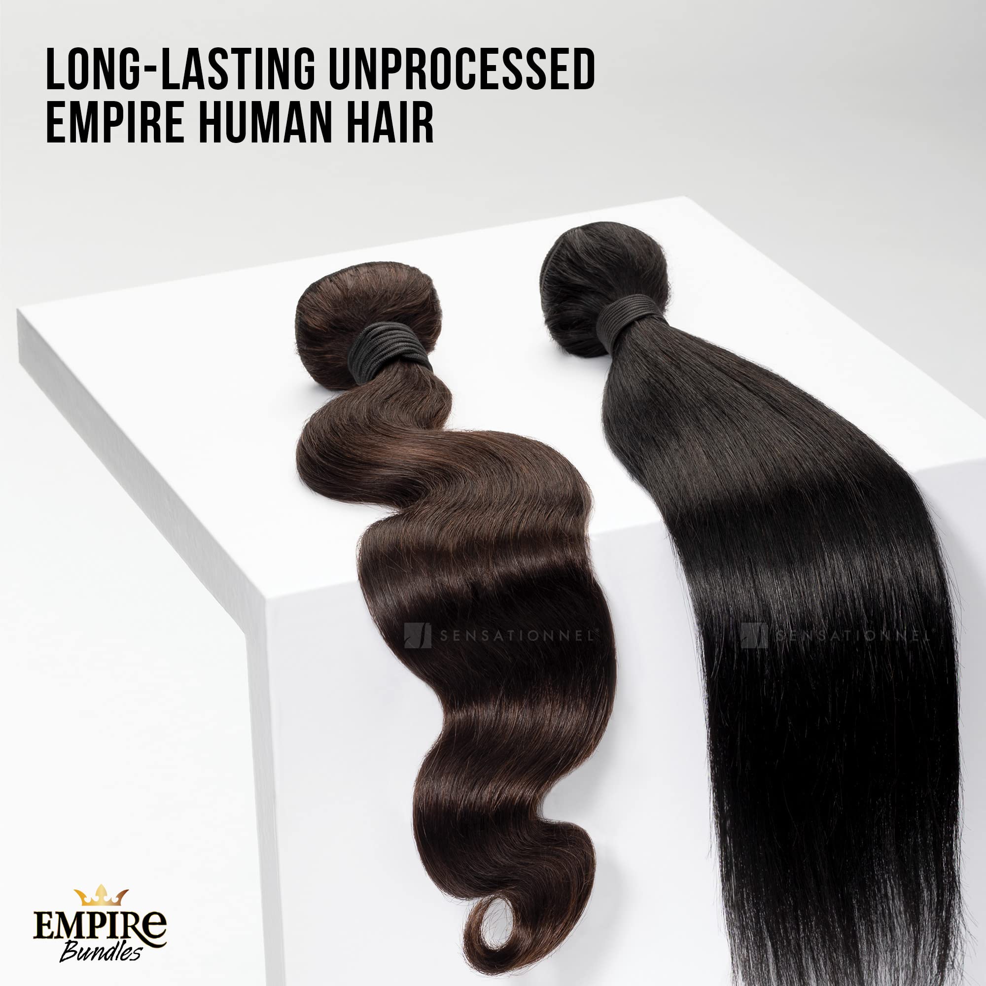 Sensationnel Empire Bundle Weave Hair - 100% Virgin Human Hair Extensions, Unprocessed, Silky Yaki Texture, 2-Pack (24 Inch, Natural Black) | Perfect for Braids, Weaves & Protective Styles