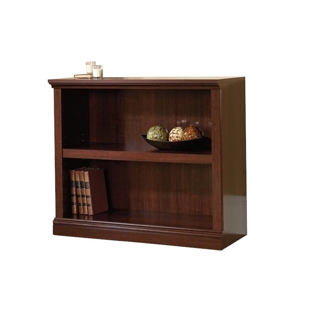 Premium 2-Shelf Wood Bookcase Set in Select Cherry - Solid Wood Bookshelves for Living Room, Bedroom & Office (Set of 2) - Perfect for Home Decor & Book Storage
