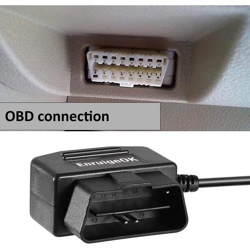 Universal OBD OBD2 Power Cable for Dash Camera - 24/7 Surveillance & Acc Mode with Switch Button, 3Pin OBDII Adapter Hardwire Charger (12-26V to 5V 2.5A) USB-C Port - Perfect for Continuous Car Recording & Parking Mode (Black)