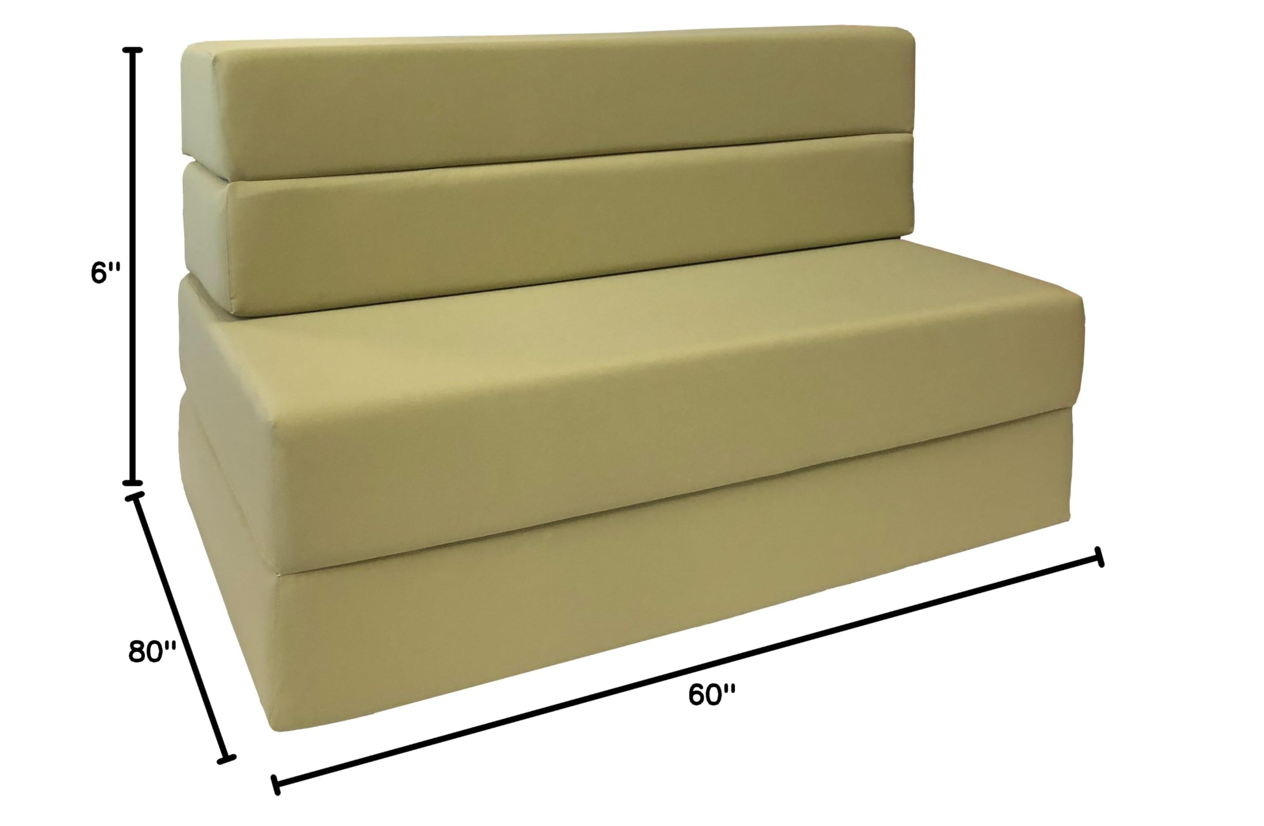 D&D Futon Furniture Folding Foam Mattress - Queen Size Sofa Bed with Tan Cover, Convertible Guest Bed for Small Spaces, Living Room & Dorm Use