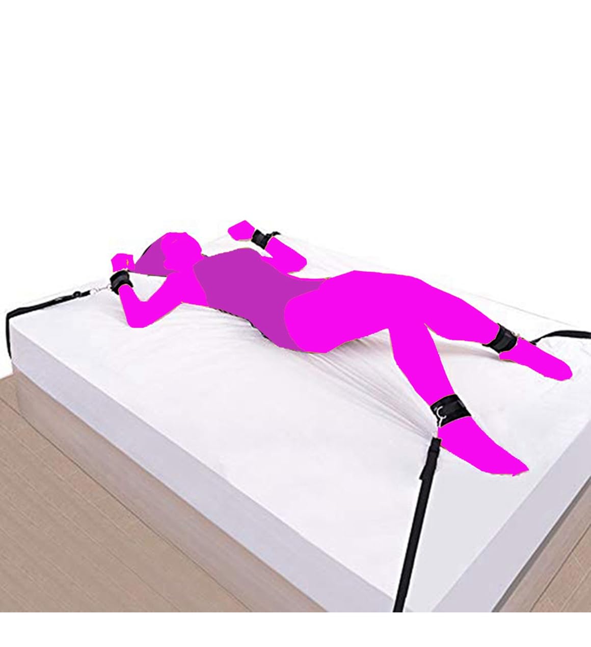 **Queen Size Bed Restraints for Couples – Adjustable Bondage Kit with Hand & Foot Cuffs – King Bed Restraint Set for BDSM, Submissive Play & Spicing Up Intimacy – Perfect for Roleplay & Sensory Exploration**