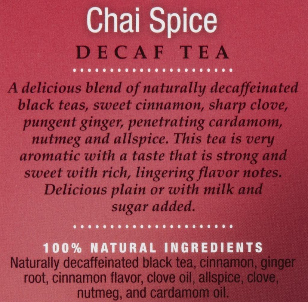 Organic Decaf Chai Vanilla Tea Bags - 18 Count | Herbal Relaxing Tea for Stress Relief & Evening Comfort | Perfect for Cozy Nights & Meditation