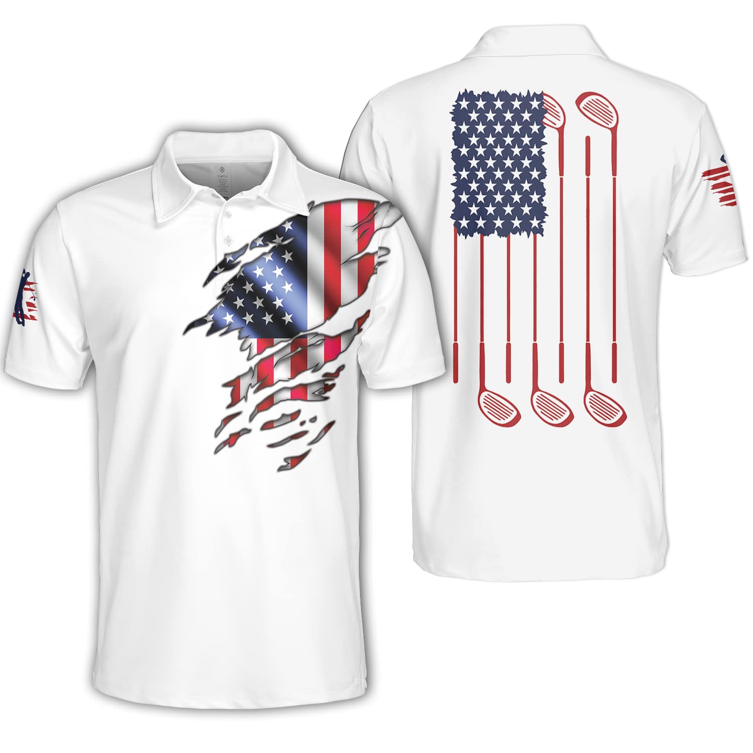Pologap Men's American Flag Polo Shirts - Patriotic Golf Shirts for Men | Funny & Crazy Golf Apparel | Perfect for 4th of July, Memorial Day & Outdoor Activities