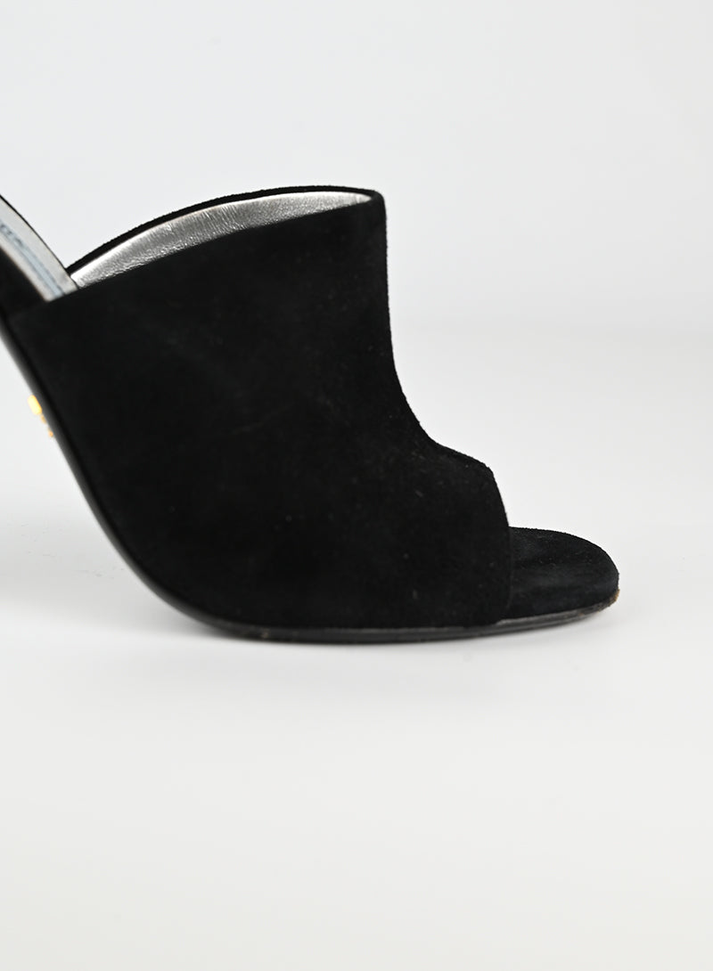 Prada Suede Glitter Sabot Loafers Women's Size 39.5 - Elegant & Comfortable for Office, Parties & Casual Wear