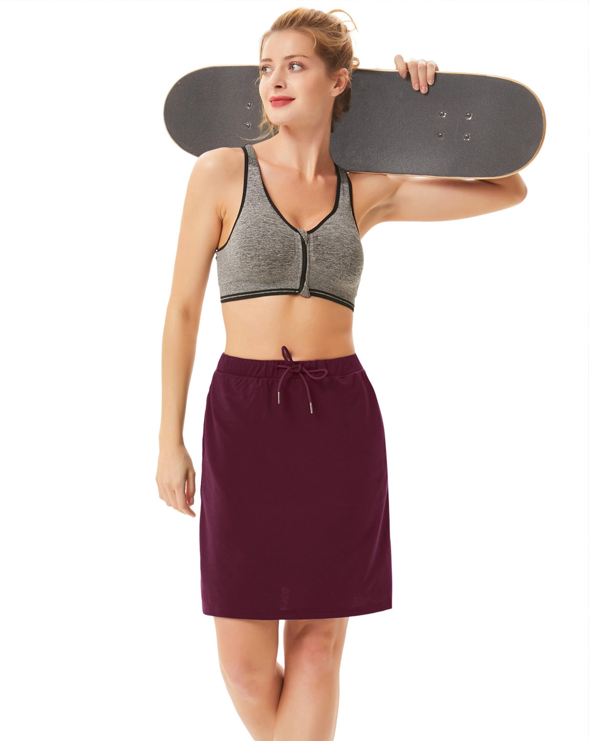 JACK SMITH Women's Athletic Skorts - Stretchy Knee-Length Skirts with Drawstring Waist & Mesh-Lined Shorts Pockets | Perfect for Tennis, Golf, Running & Casual Wear