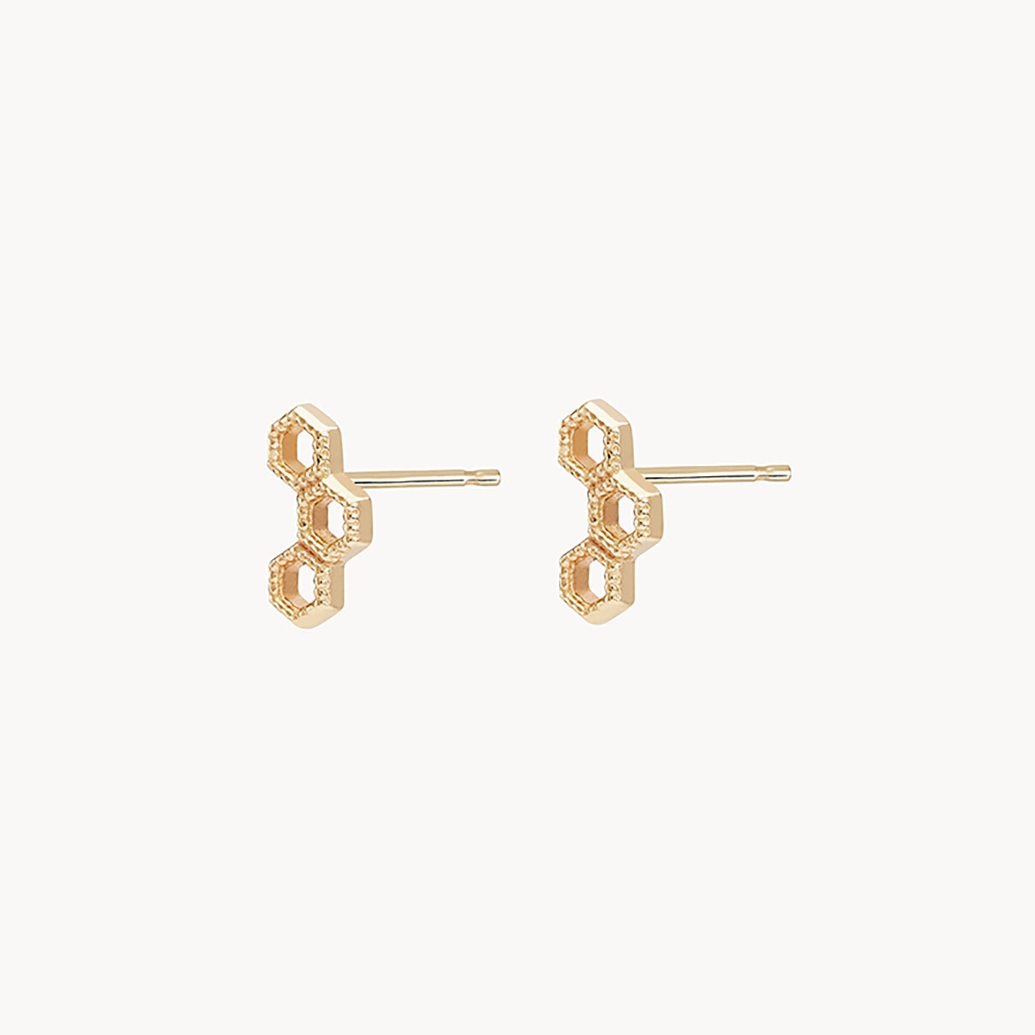 14K Yellow Gold Honeycomb Earrings - Elegant Beehive Design Jewelry for Women, Perfect for Everyday Wear & Special Occasions