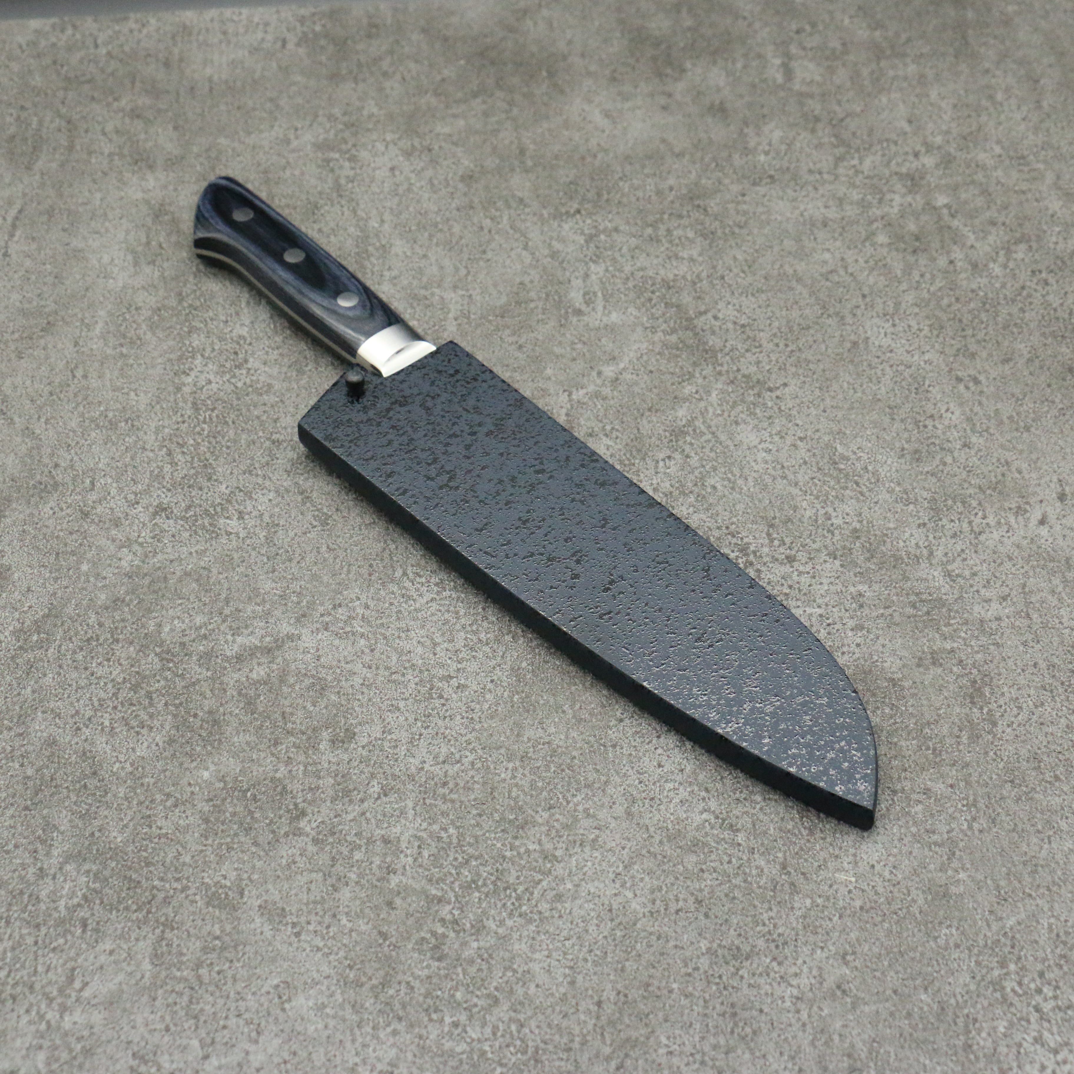 Premium Seisuke Seiun VG10 33-Layer Damascus Santoku Knife 180mm - Navy Blue Pakkawood Handle with Protective Sheath - Ideal for Sushi, Vegetables & Meat Slicing