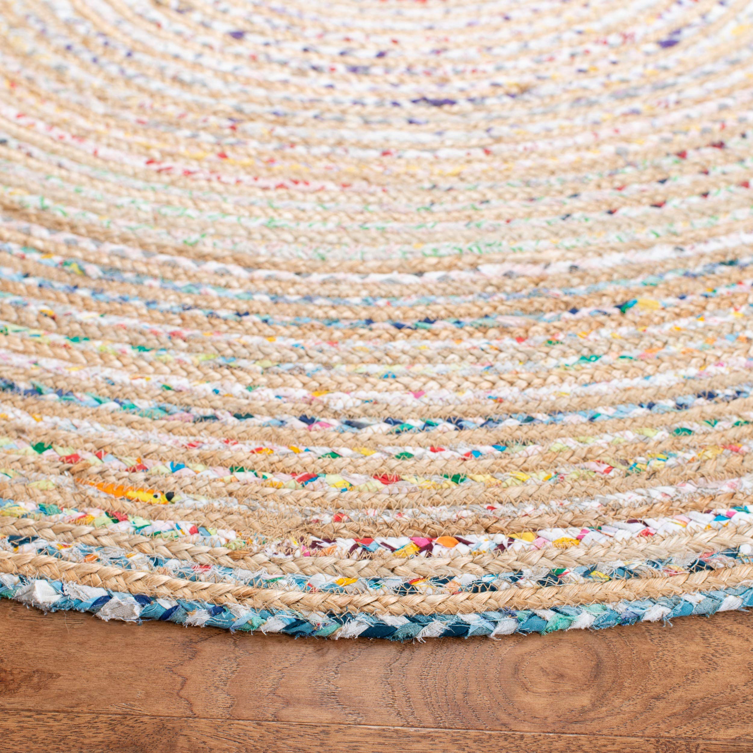 SAFAVIEH Handmade Jute Area Rug 6' Round - Natural Fiber, Boho Farmhouse Style in Taupe/Ivory NFB113E - Perfect for Living Room, Bedroom & Cozy Home Decor