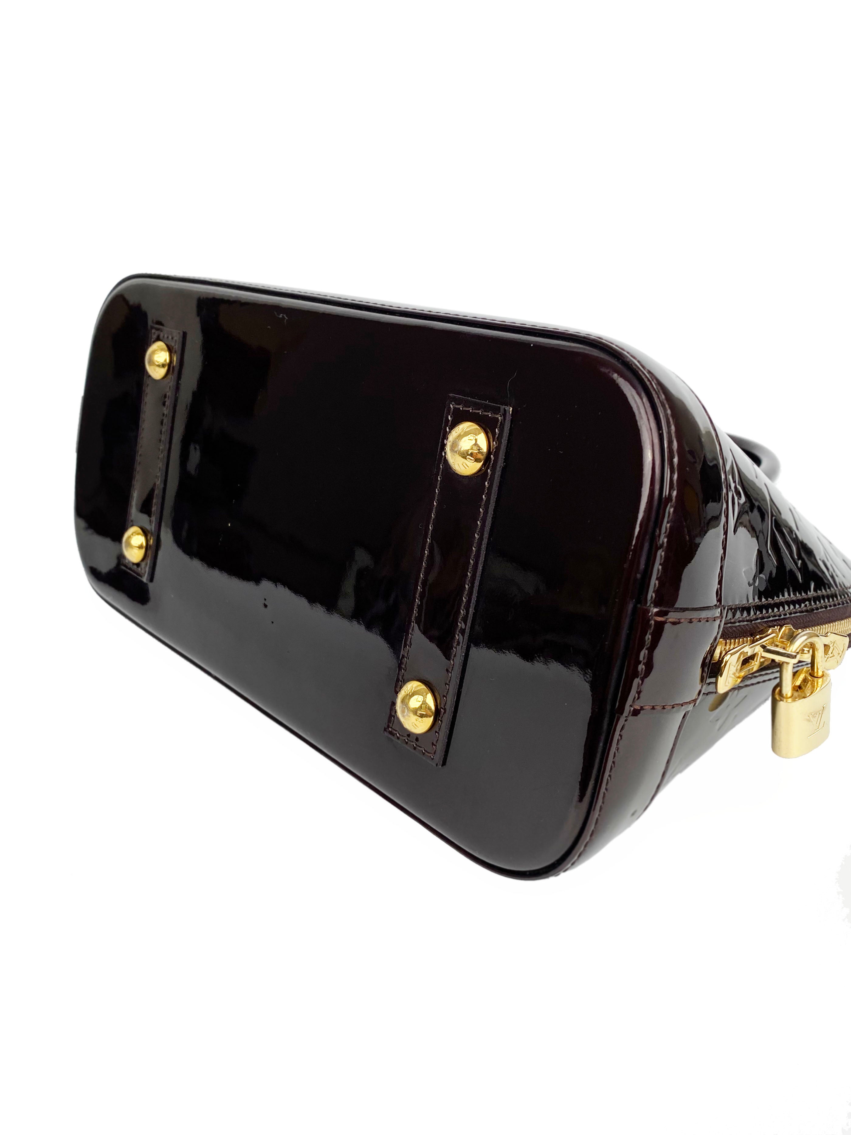 Authentic Louis Vuitton Amarante Alma PM Handbag - Monogram Vernis Leather Crossbody Purse for Women | Perfect for Work, Travel & Evening Events