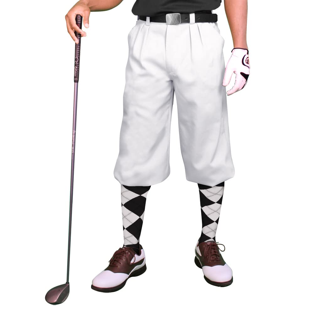 Premium White Microfiber Golf Pants for Men - Breathable Stretch Plus Fours - Comfortable & Stylish for Golfing, Casual Wear & Outdoor Activities