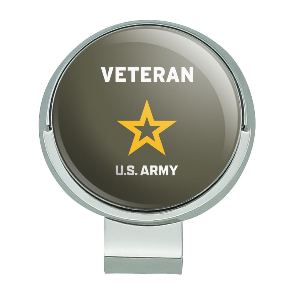 U.S. Army Veteran Logo Golf Hat Clip with Magnetic Ball Marker - Durable Military Cap Accessory for Golfers - Perfect for Golf Games, Outdoor Sports & Military Apparel