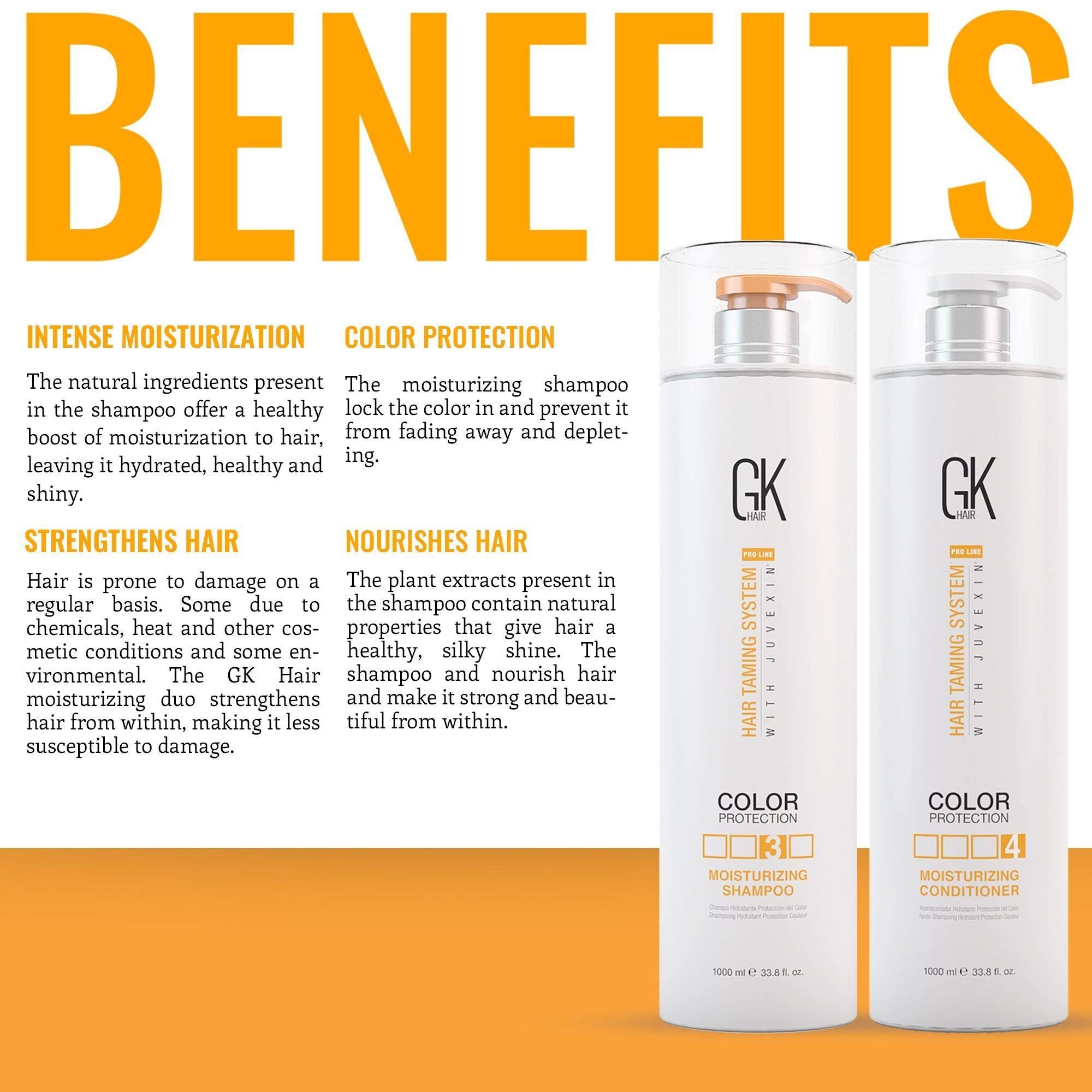 GK HAIR Moisturizing Shampoo & Conditioner Set (300ml) with Leave-In Conditioner Cream (130ml) & Argan Oil Smoothing Serum (10ml) - Hydrating Hair Care Kit for Dry, Damaged Hair - Perfect for Daily Use & Salon-Quality Results at Home