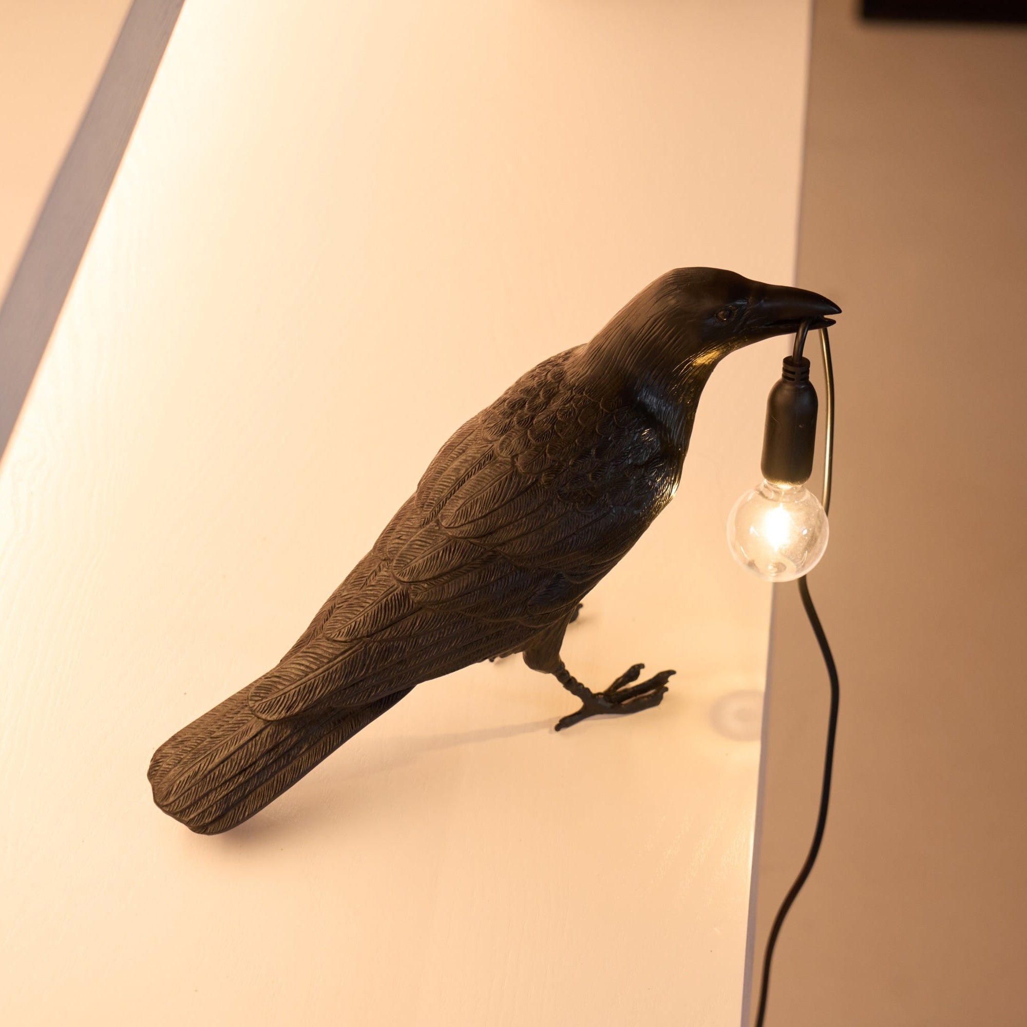 Raven Resin Table Lamp - Modern Gothic Home Decor for Bedroom, Living Room, Office - Handcrafted Night Light with Adjustable Brightness for Reading & Relaxation