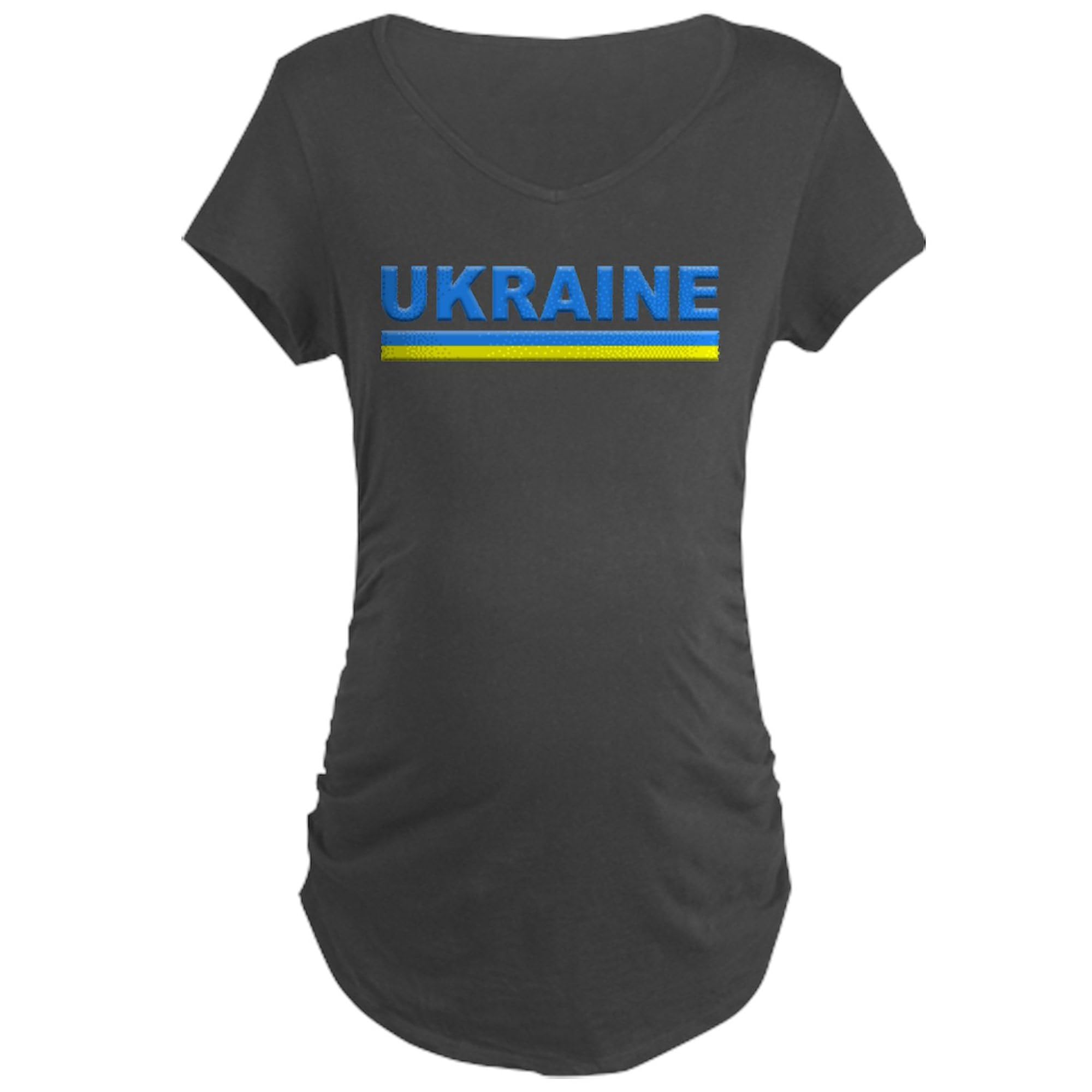 Ukrainian Flag Maternity T-Shirt for Women - Pro Ukraine Pride Ruched Side Design - Comfortable & Stylish Pregnancy Tee for Casual Wear, Maternity Photos & Patriotic Events