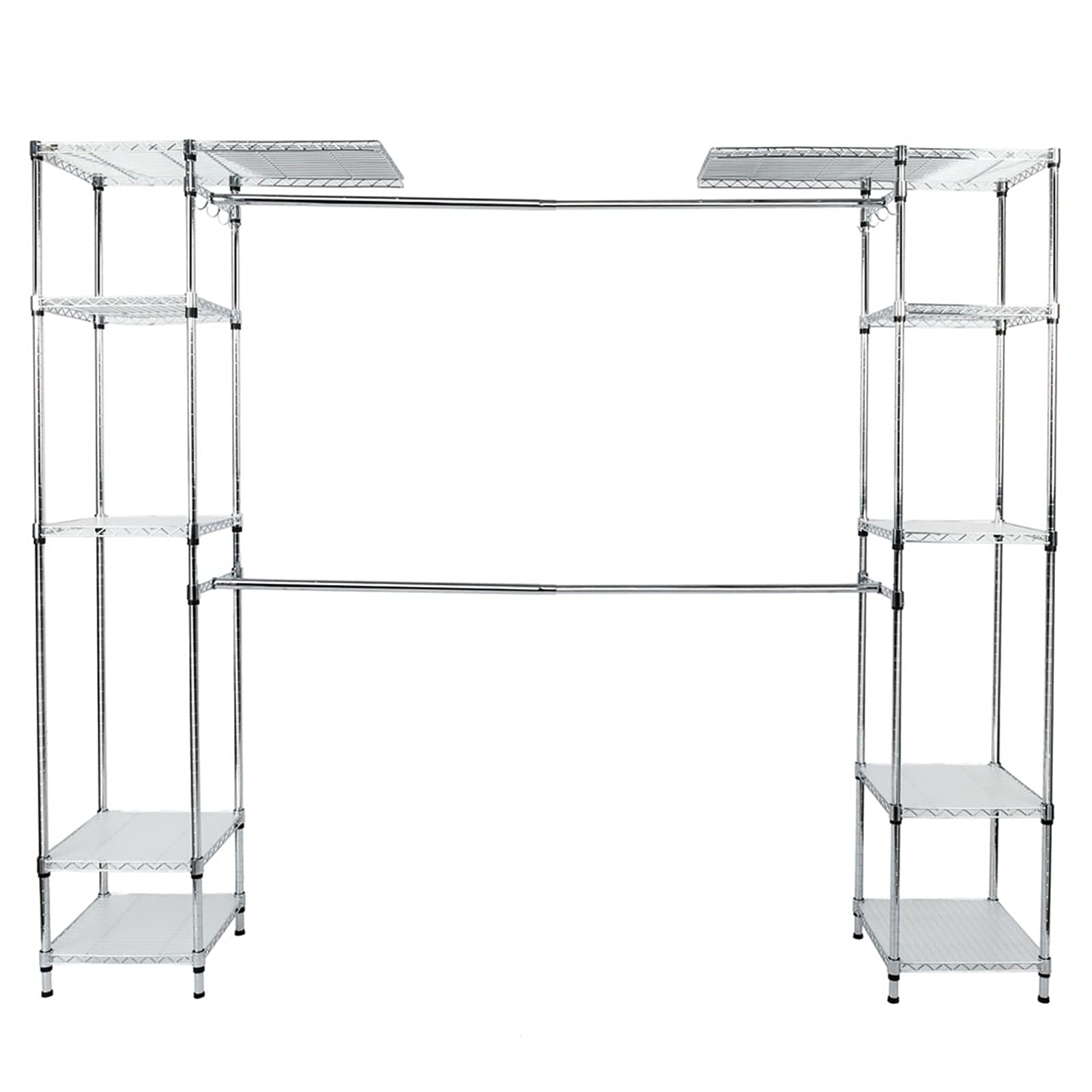 GT2-LC Expandable Metal Closet Organizer Shelves System Kit - Customizable Clothes Storage Rack for Bedroom, Walk-in Closet & Laundry Room Organization