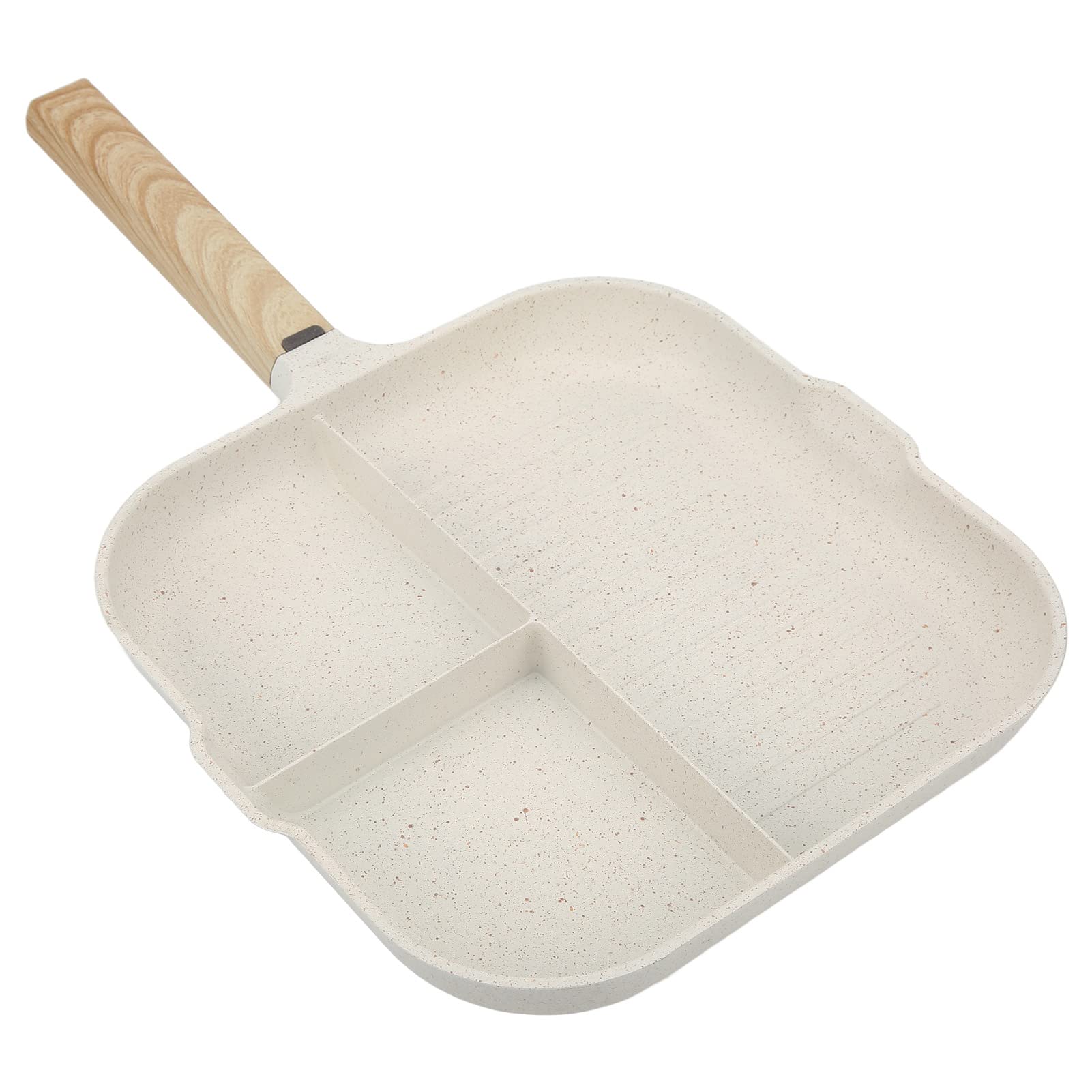 Nonstick 3-in-1 Divided Breakfast Pan - Egg, Bacon & Burger Skillet with 3 Compartments | Lightweight Multi-Functional Griddle for Perfect Pancakes, Omelets & Sandwiches | Ideal for Camping, RV Trips & Quick Breakfasts