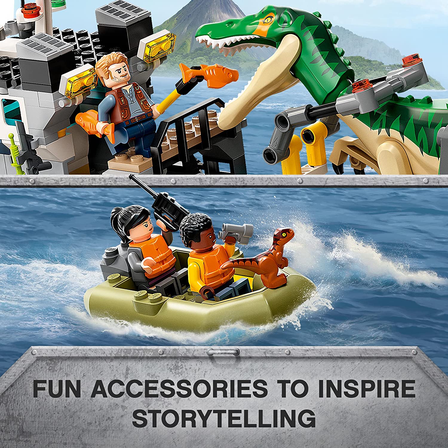 LEGO Jurassic World Baryonyx Dinosaur Boat Escape Set 76942 - Buildable Dinosaur Toy with Minifigures for Kids & Collectors - Perfect for Jurassic Park Themed Play & Display
