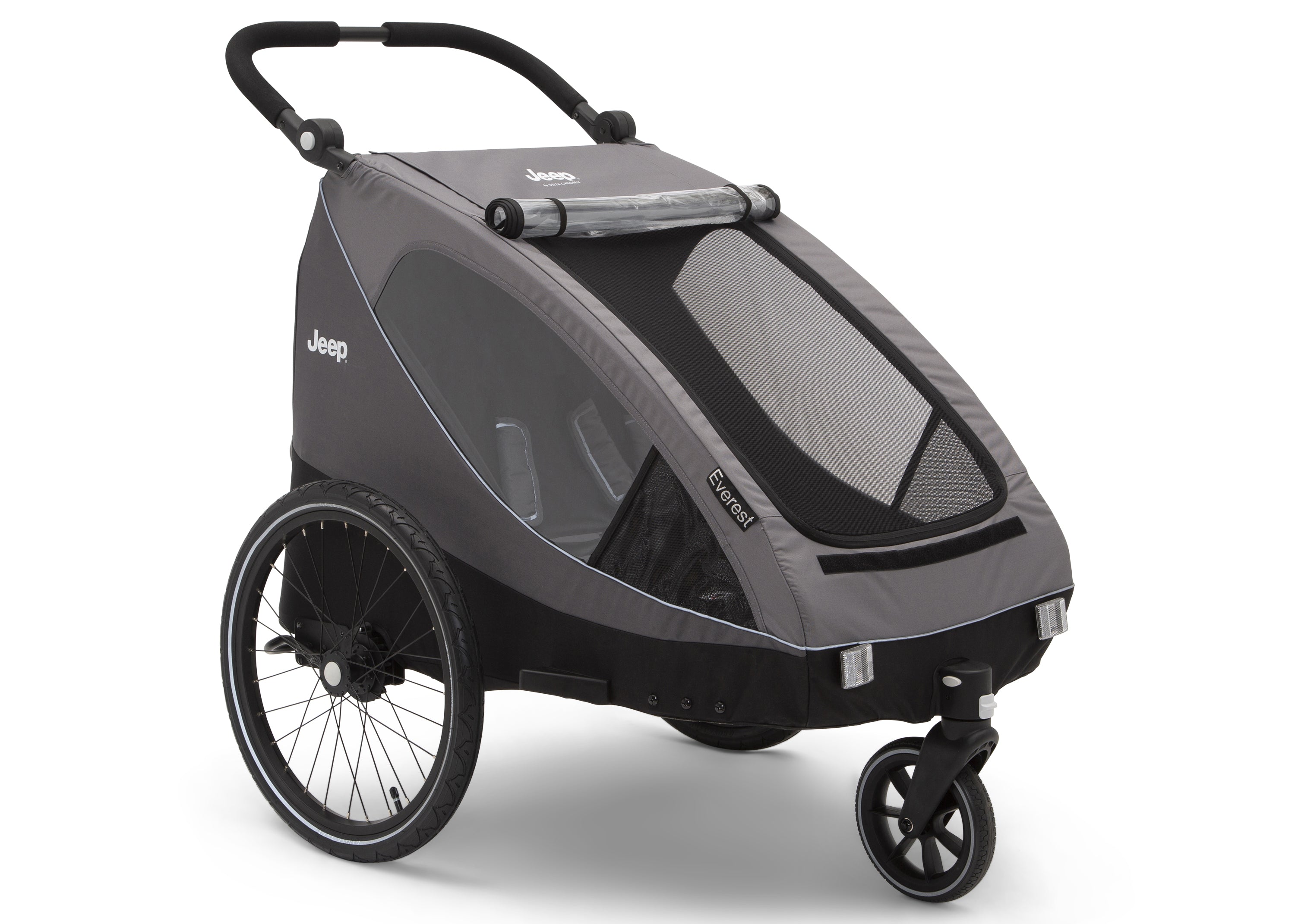 Jeep Everest 2 in 1 Convertible Bike Trailer & Stroller for Toddlers - Double Seater for 2 Kids - Perfect for Cycling, Jogging and Outdoor Family Adventures