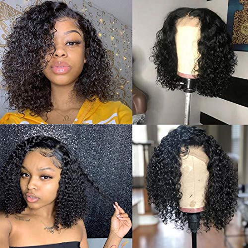Nadula Brazilian Curly Human Hair Wig - Short Bob Lace Front Wig with Baby Hair for Black Women | 10 Inch Pre-Plucked 13×4 Lace Front Wig (150% Density) | Perfect for Daily Wear, Parties & Special Occasions