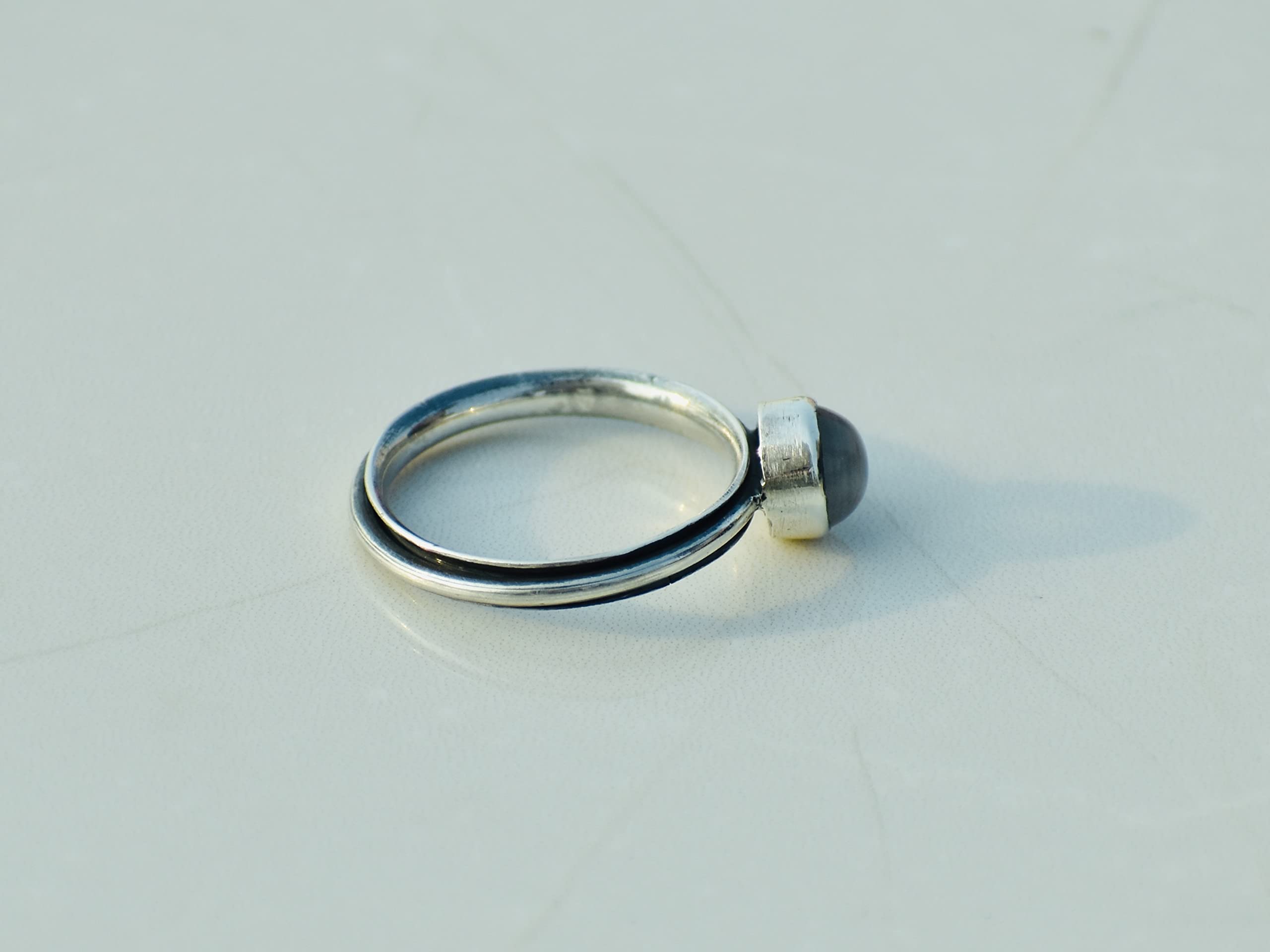 Natural Rose Quartz Spinner Ring - Sterling Silver Anxiety Relief Jewelry for Women | Handmade Gemstone Ring for Stress Relief, Meditation & Everyday Wear