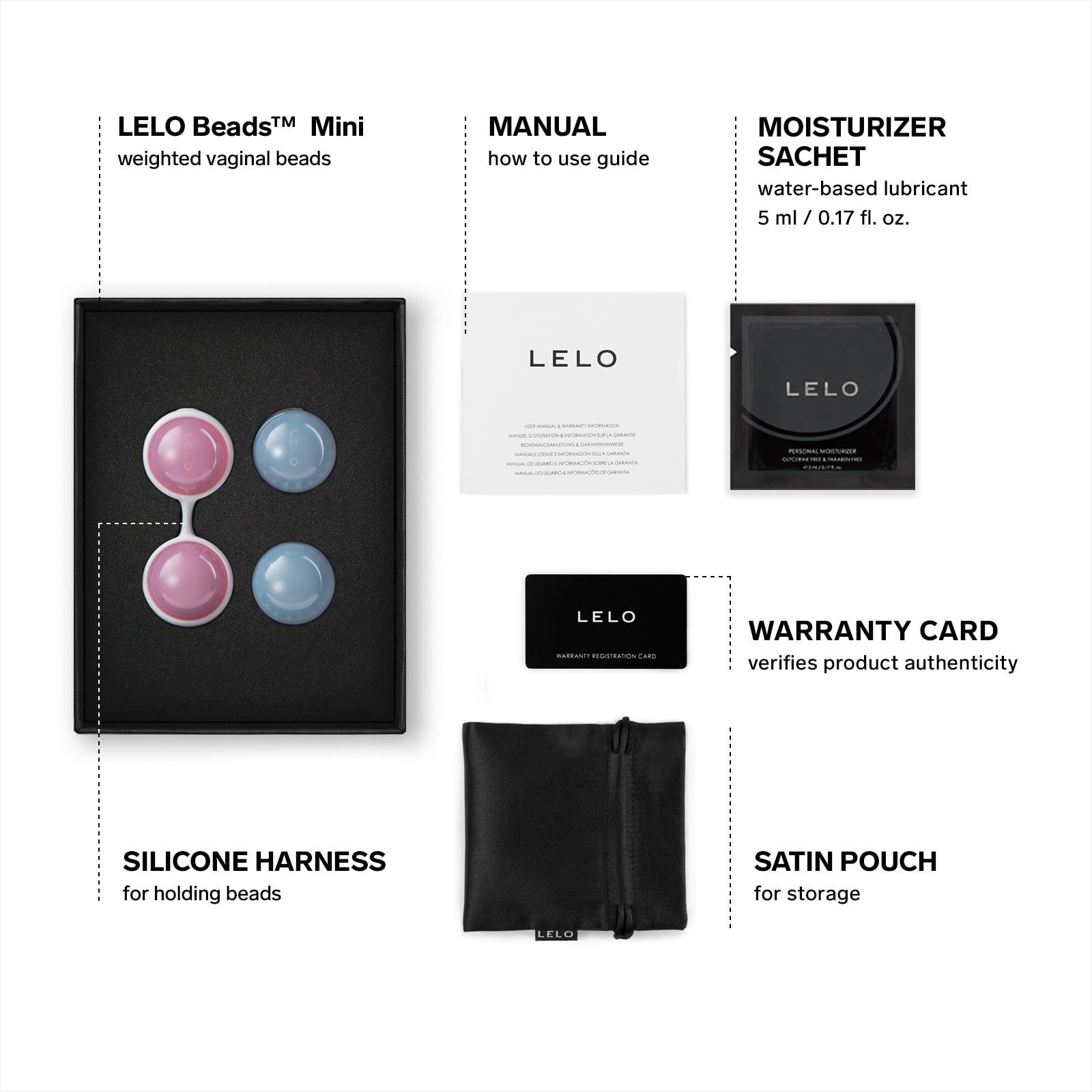 LELO Beads Mini - Small Kegel Balls for Women & Beginners - Weighted Pelvic Floor Exercise Kit for Bladder Control & Postpartum Recovery - Perfect for Home Workouts & Intimate Wellness