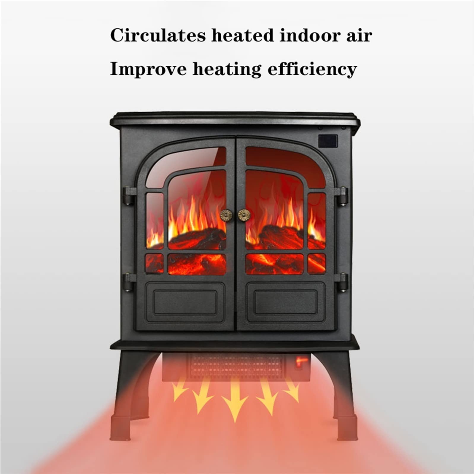 2000W Electric Fireplace Heater with Realistic LED Flames & Logs - Adjustable 2-Position, Overheat Protection, White Decorative Stove - Perfect for Living Room, Bedroom, and Office Warming