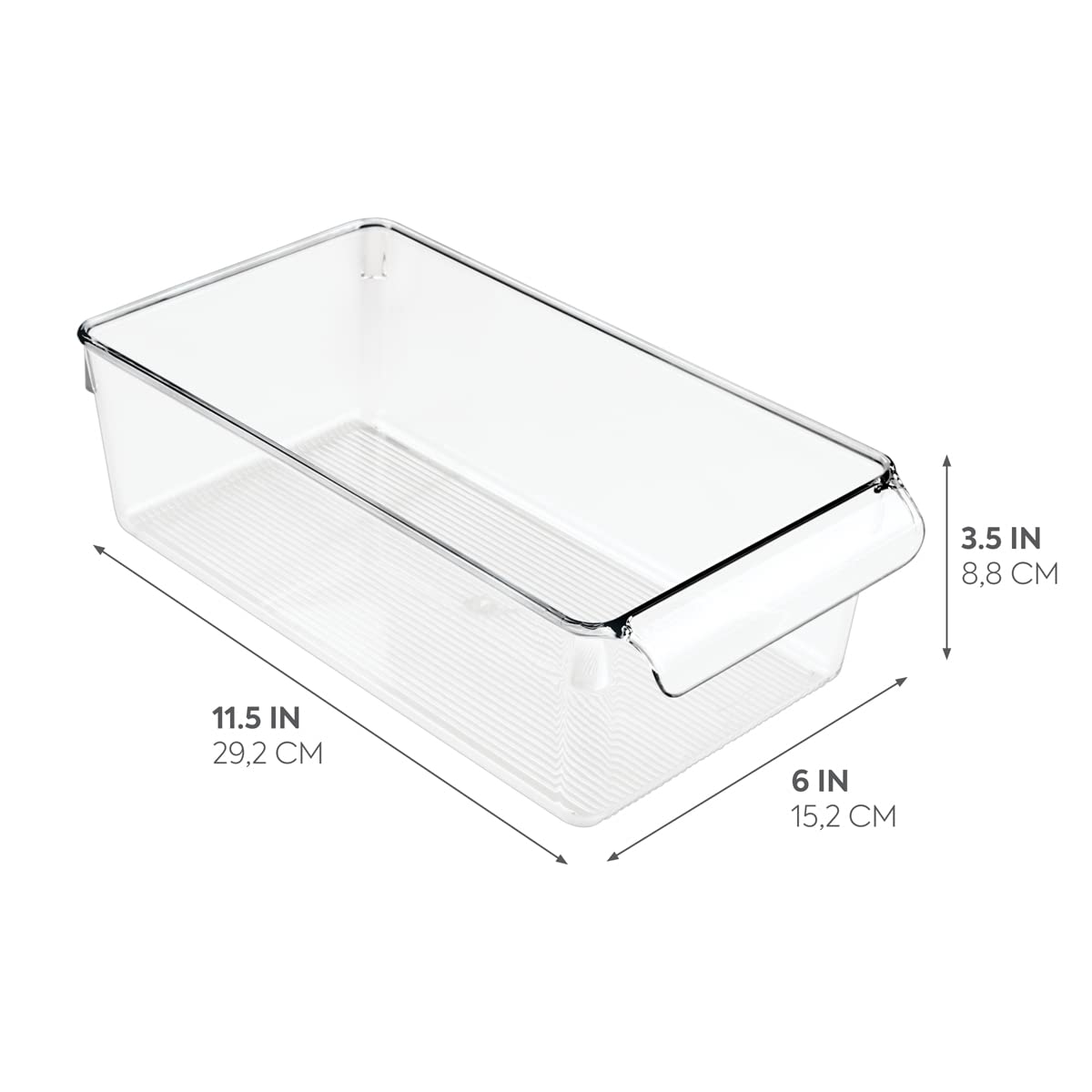 iDesign Linus Plastic Refrigerator Organizer Bin with Handle - BPA-Free Clear Food Storage Container for Fruits, Vegetables, Snacks & Drinks (11.5