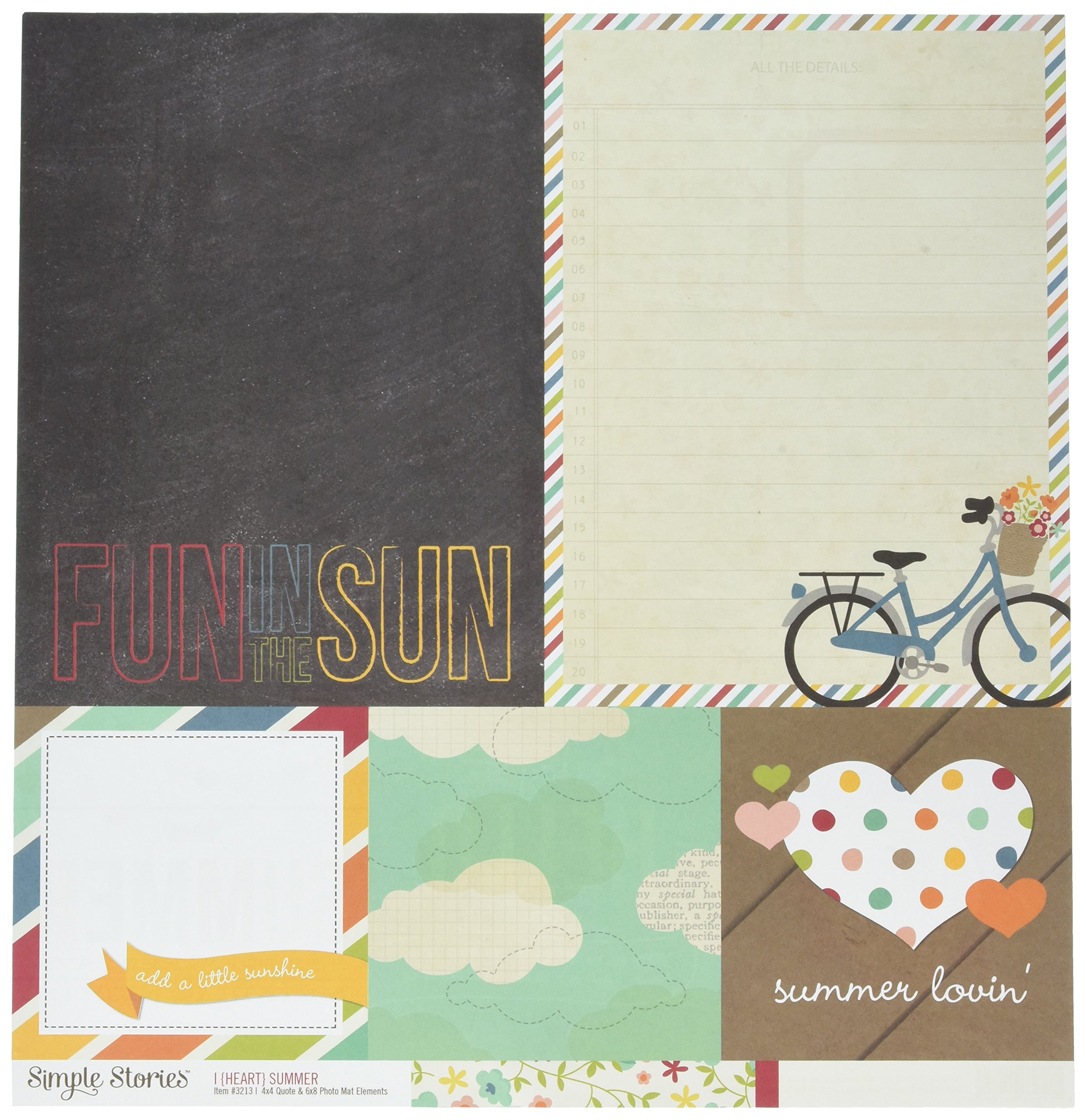 Simple Stories I Heart Summer Double-Sided Cardstock Elements - 12