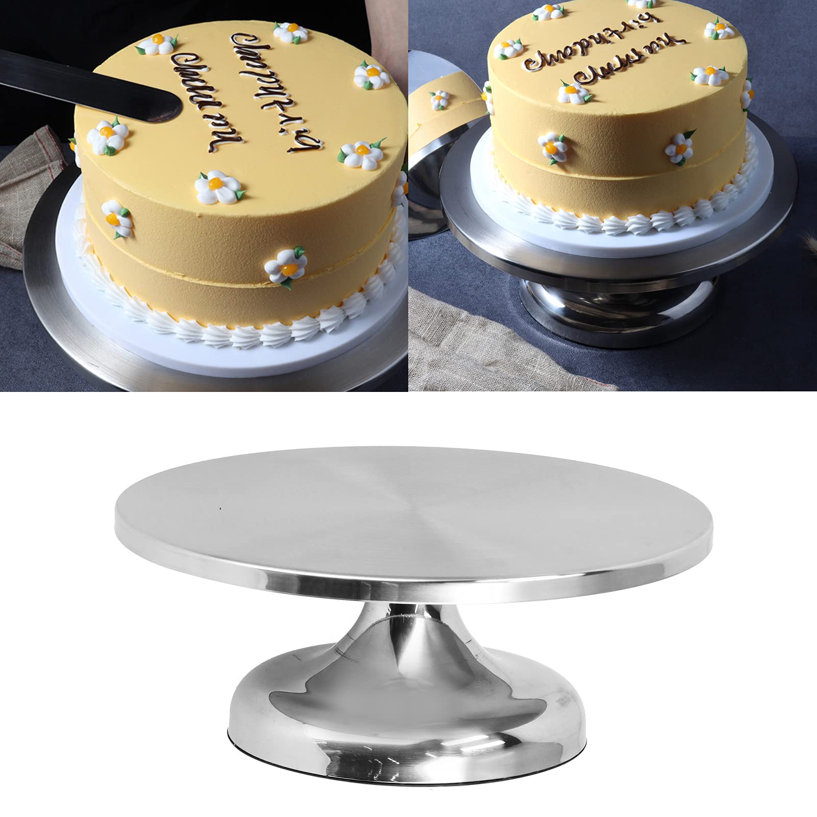 30cm Aluminum Alloy Rotating Cake Stand - Non-Slip Revolving Turntable for Cake Decorating & Baking | Perfect for Birthday Cakes, Wedding Cakes & Pastry Making