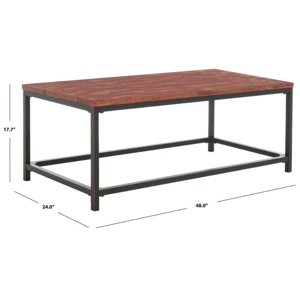SAFAVIEH American Homes Collection ALEC Brown Pine Coffee Table - Rustic Living Room Furniture for Home Decor & Farmhouse Style