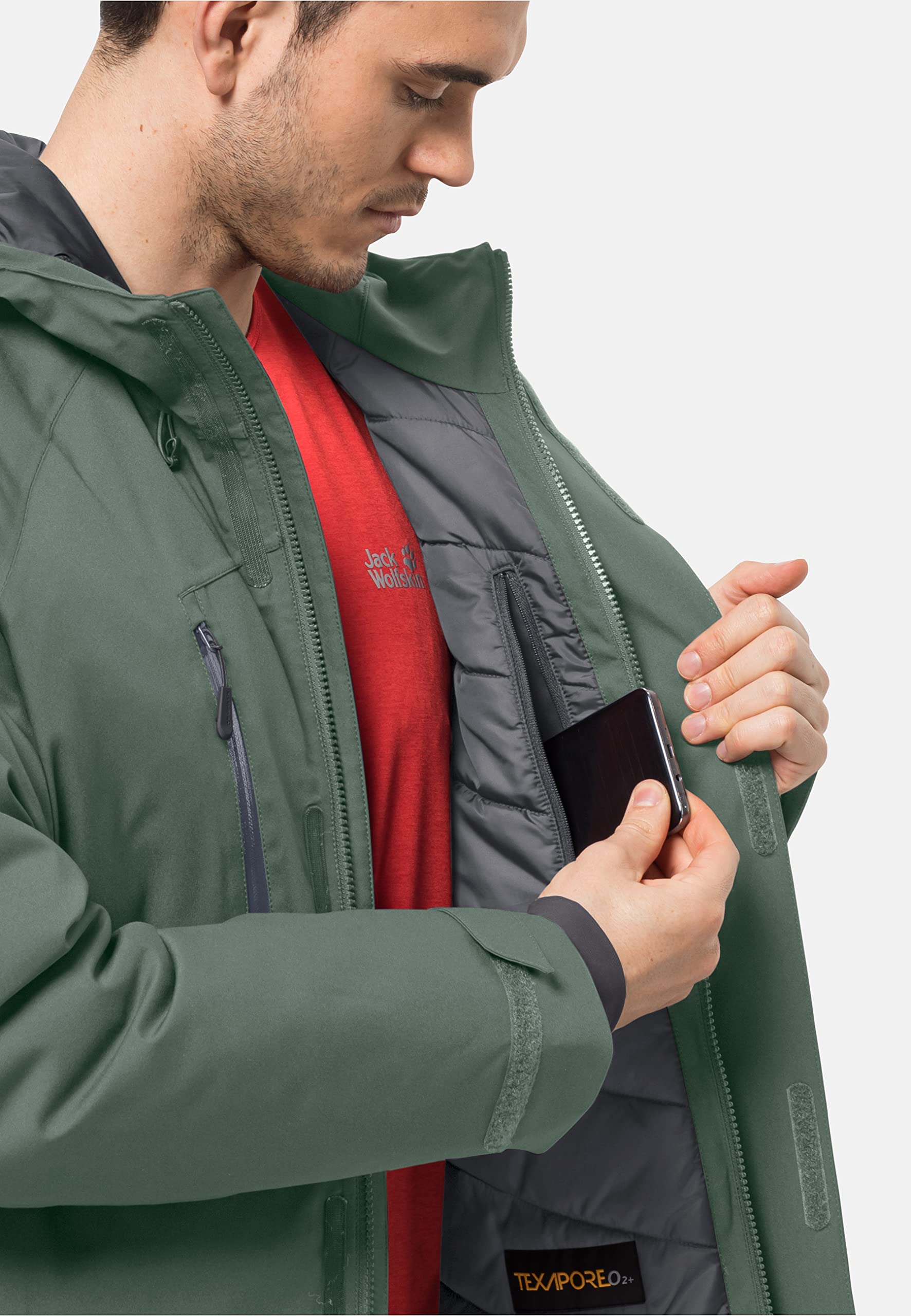 Jack Wolfskin Men's Troposphere Waterproof Hiking Jacket - Lightweight Windproof Outdoor Shell for Camping & Mountain Climbing