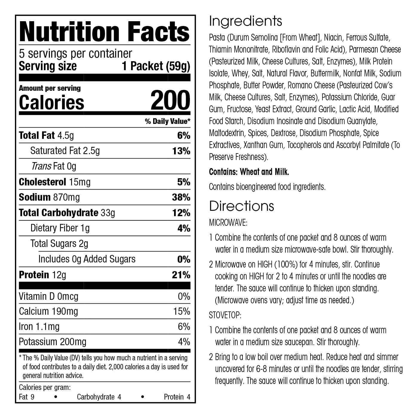 WonderSlim High Protein Pasta - Creamy Fettuccini Alfredo, 12g Protein, 200 Calories per Serving, Low Carb, Keto Friendly (5 Pack) | Perfect for Weight Loss, Muscle Building & Healthy Meal Prep