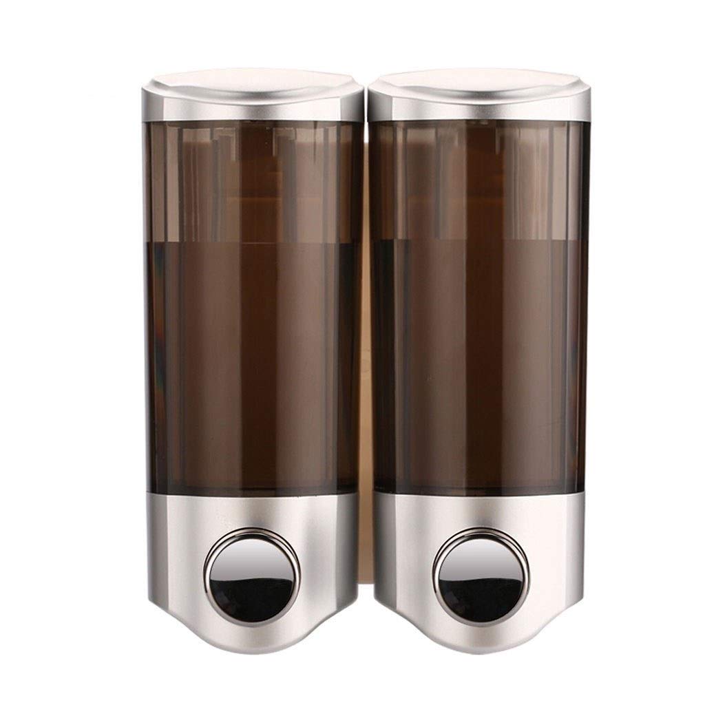 Wall-Mounted 400ml Soap Dispenser Bottle - 2 Pack Stainless Steel Pump Bottles for Dish Soap, Shampoo & Shower Gel | Hotel & Home Bathroom, Kitchen Sink Organization (Silver, Medium Size)