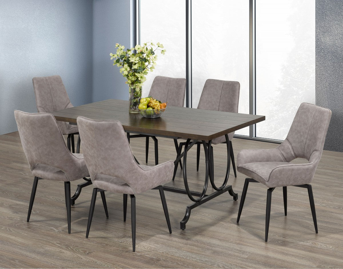 7-Piece Modern Dining Table Set in Grey - Perfect for Small Spaces, Kitchen, and Apartment Dining Rooms
