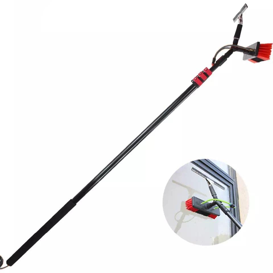 12-36ft Extendable Window Cleaning Pole with Water Fed Telescopic Brush - Solar Panel & Outdoor Washing Tool with Spray Function (9m/30ft) - Perfect for High Windows, Solar Panels & Hard-to-Reach Areas