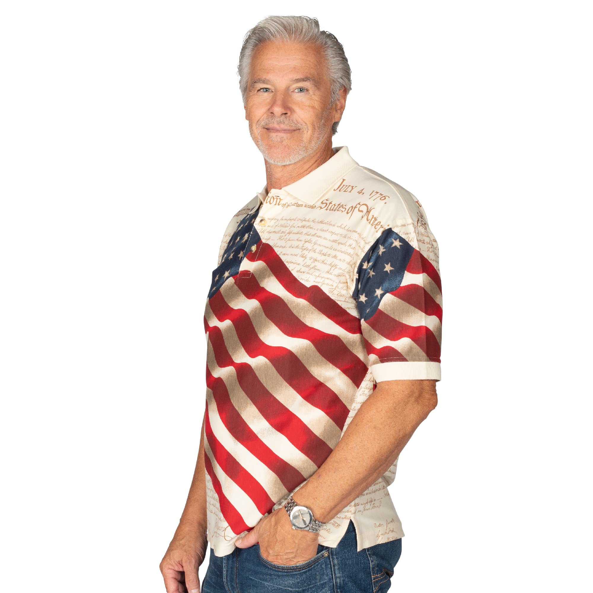 Men's Patriotic American Flag Golf Shirt - USA Independence Day 4th of July Polo Shirt for Men | Perfect for Golf Outings, BBQ Parties & Patriotic Events