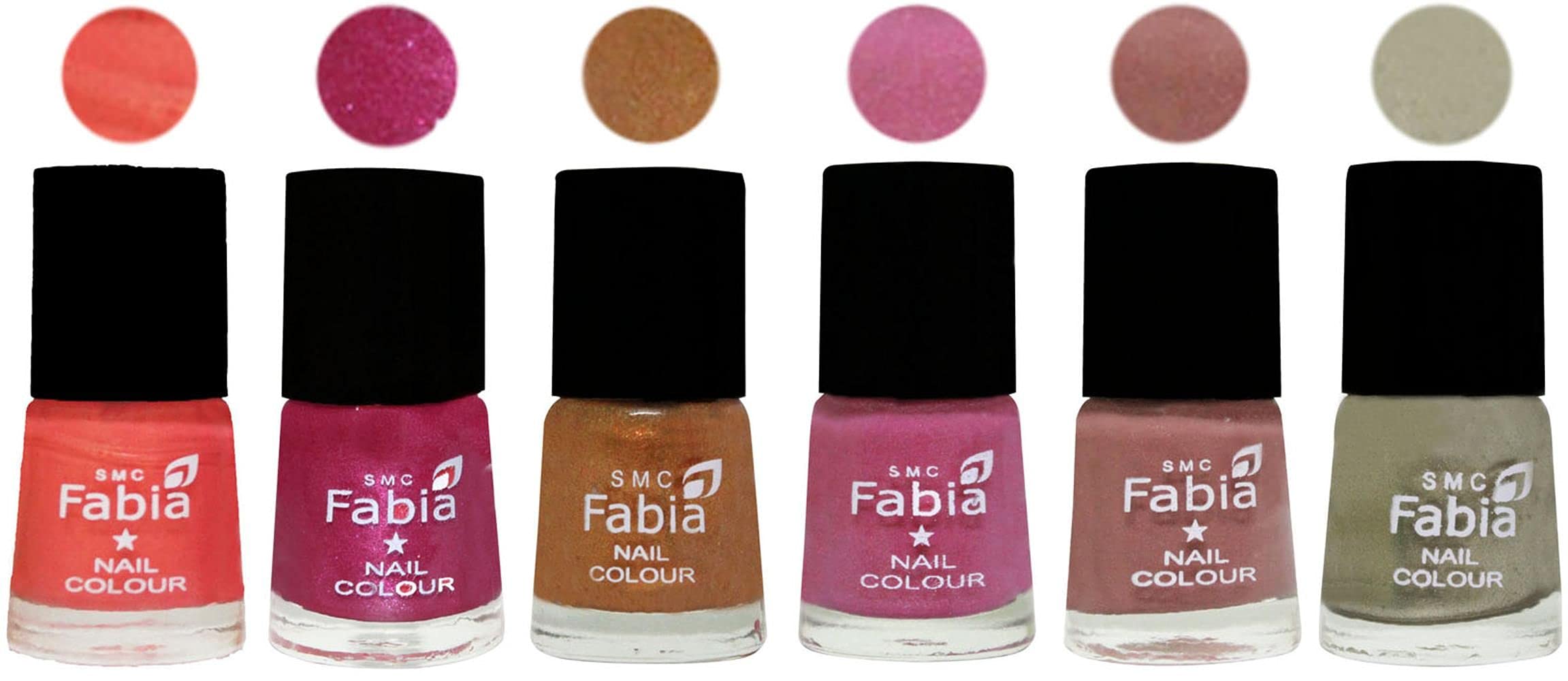SMC Fabia Platinum Collection - 6 Pack Long Lasting High Shine Nail Polish Set (6ml Each) - 04304 - Perfect for Salon, Home Manicures & Gift Giving